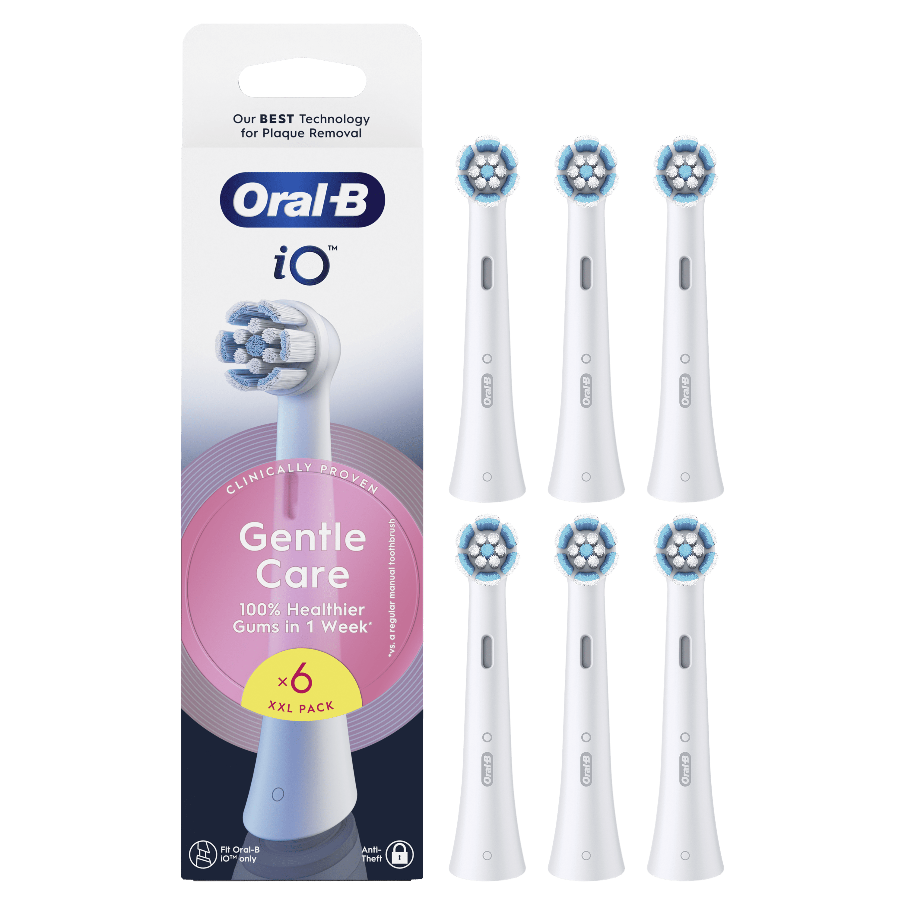 Oral-B iO2 Rose - Brosse à Dents Électrique avec 1 brossette + pack de 6 brossettes