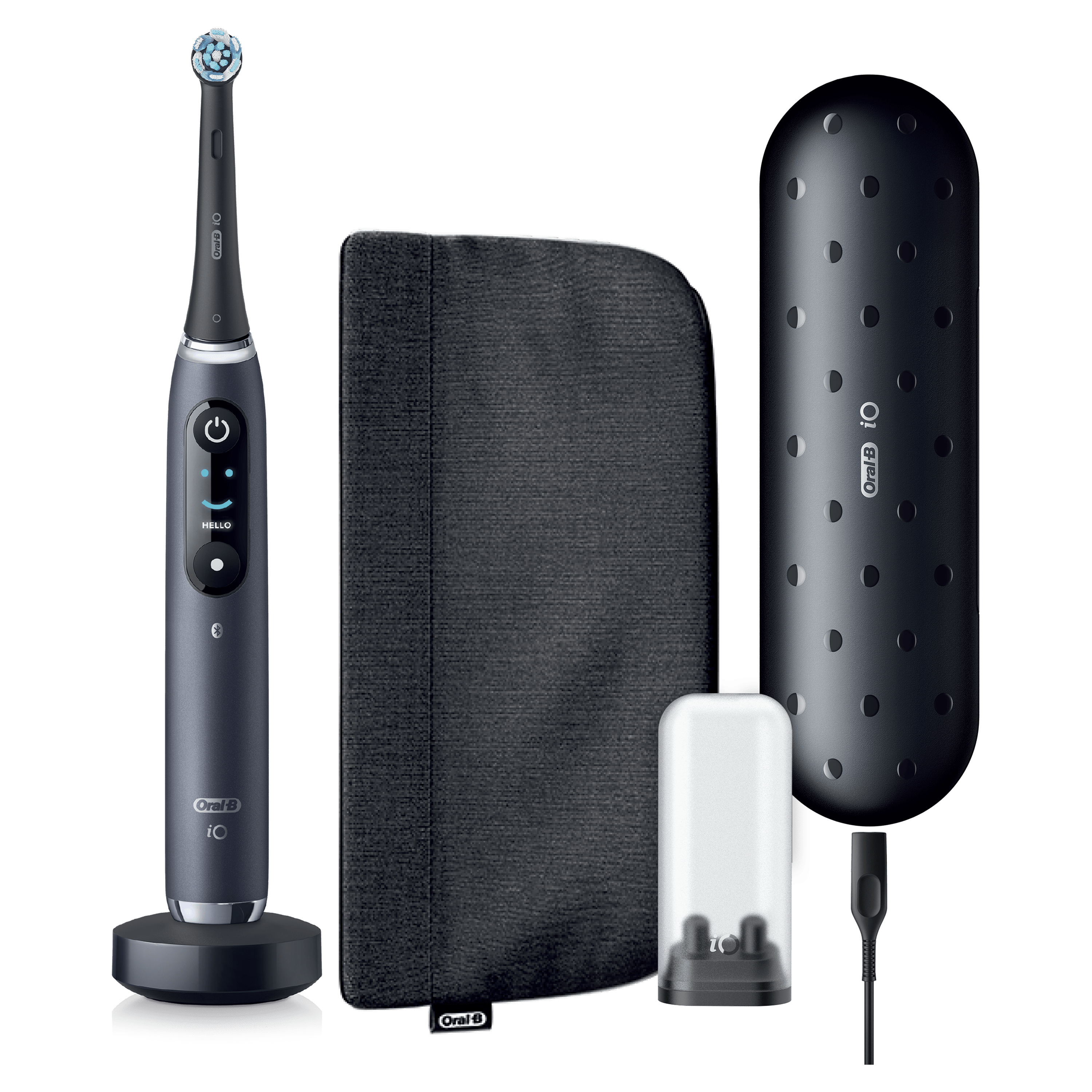 Oral-B iO 9 Brosse À Dents Électrique Édition Spéciale Noire, 1 Brossette, 1 Étui De Voyage Chargeur, 1 Pochette Magnétique