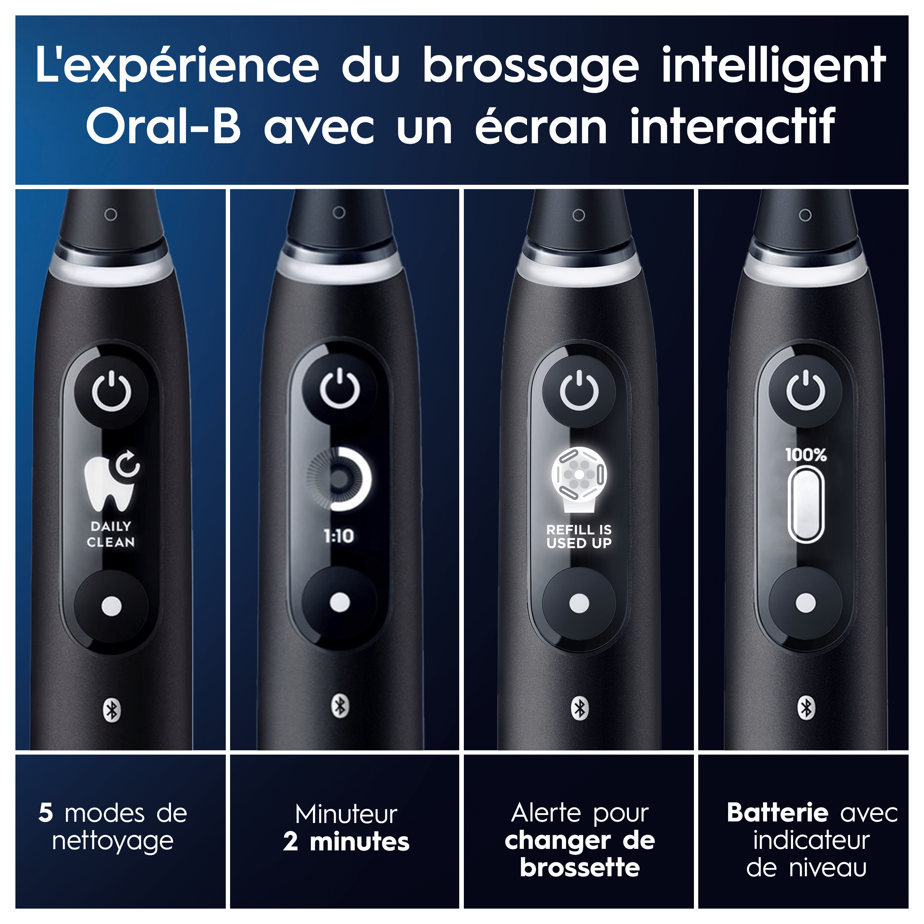 Oral-B iO 6 Brosse À Dents Électrique Noire + Brossettes iO Gentle Care Noires, Lot de 6