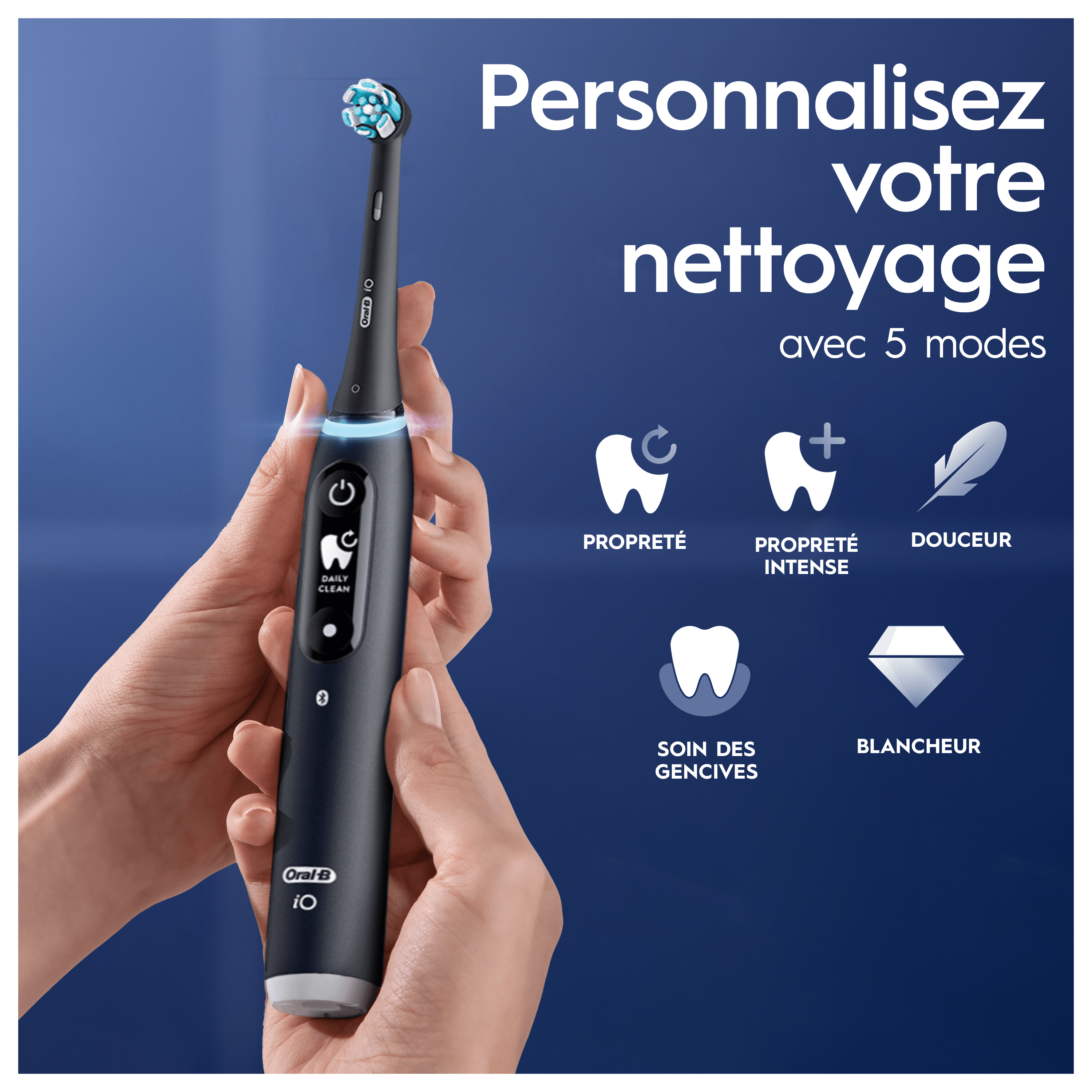 Oral-B iO 6 Brosse À Dents Électrique Noire + Brossettes iO Gentle Care Noires, Lot de 6