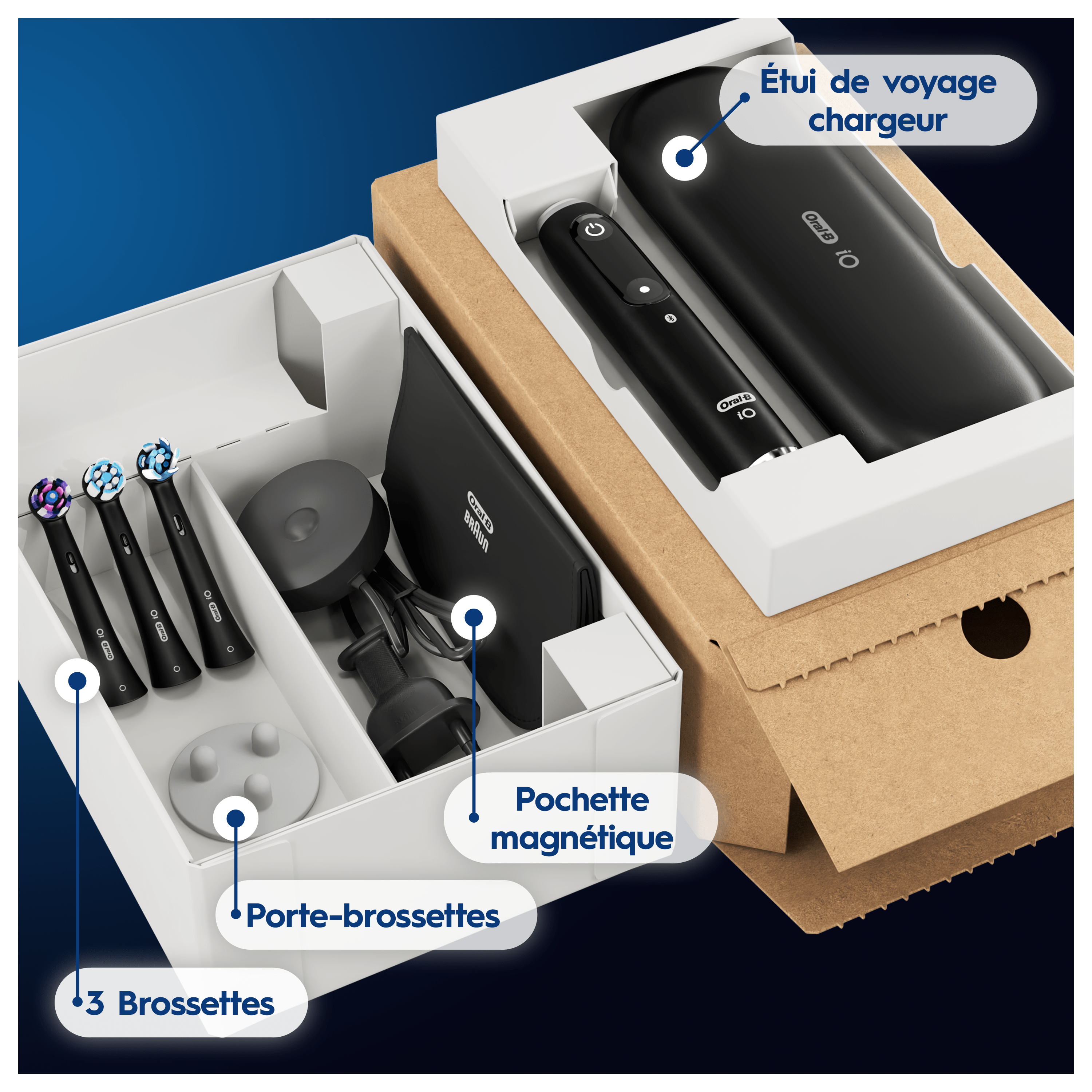 Oral-B iO9 Noire - Brosse à Dents Électrique avec Étui de Voyage Chargeur et 3 brossettes