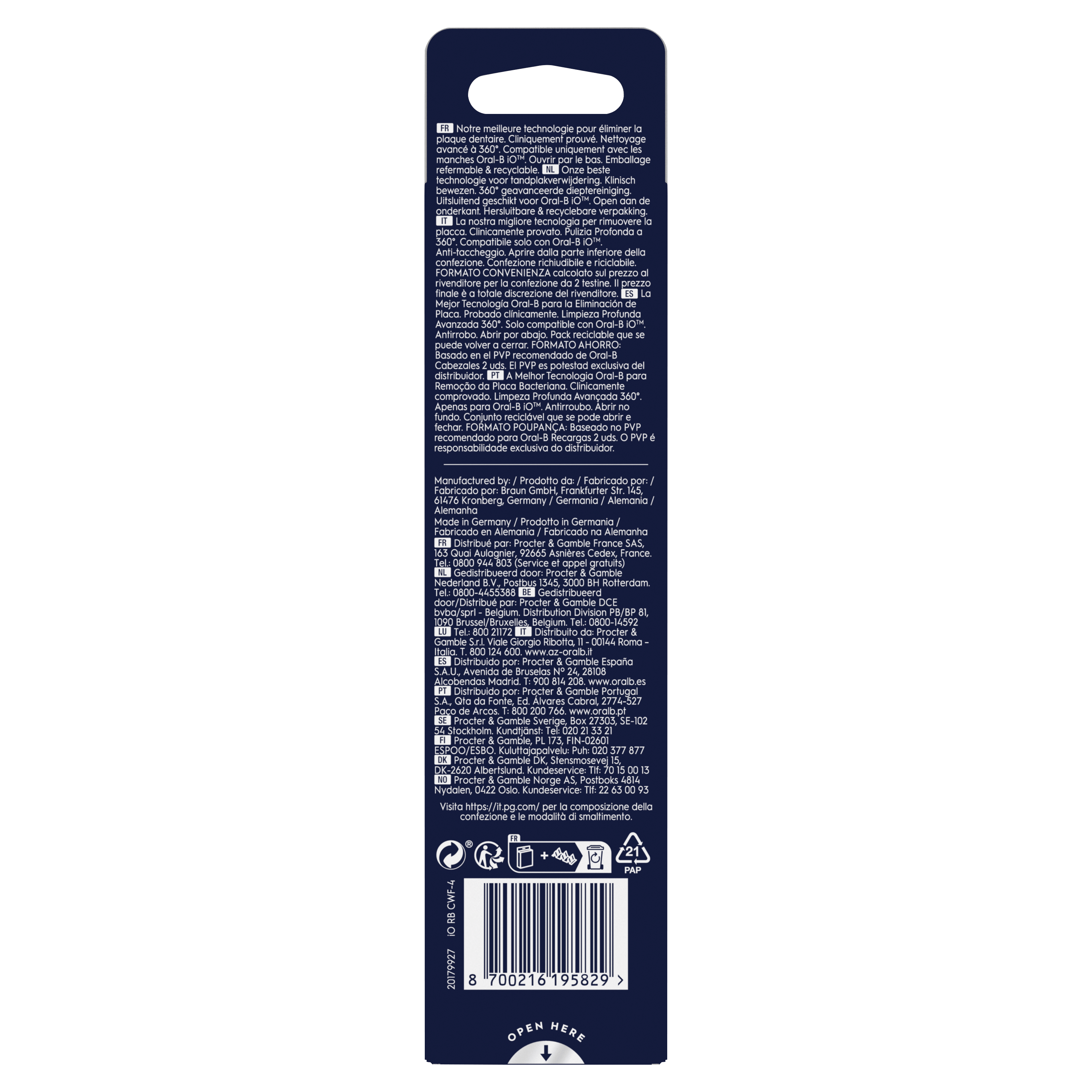 Oral-B iO6 Blanche - Pack Routine Complète avec : 1 brosse à dents électrique + 2 dentifrices + 4 brossettes + 1 fil dentaire + 1 étui de voyage