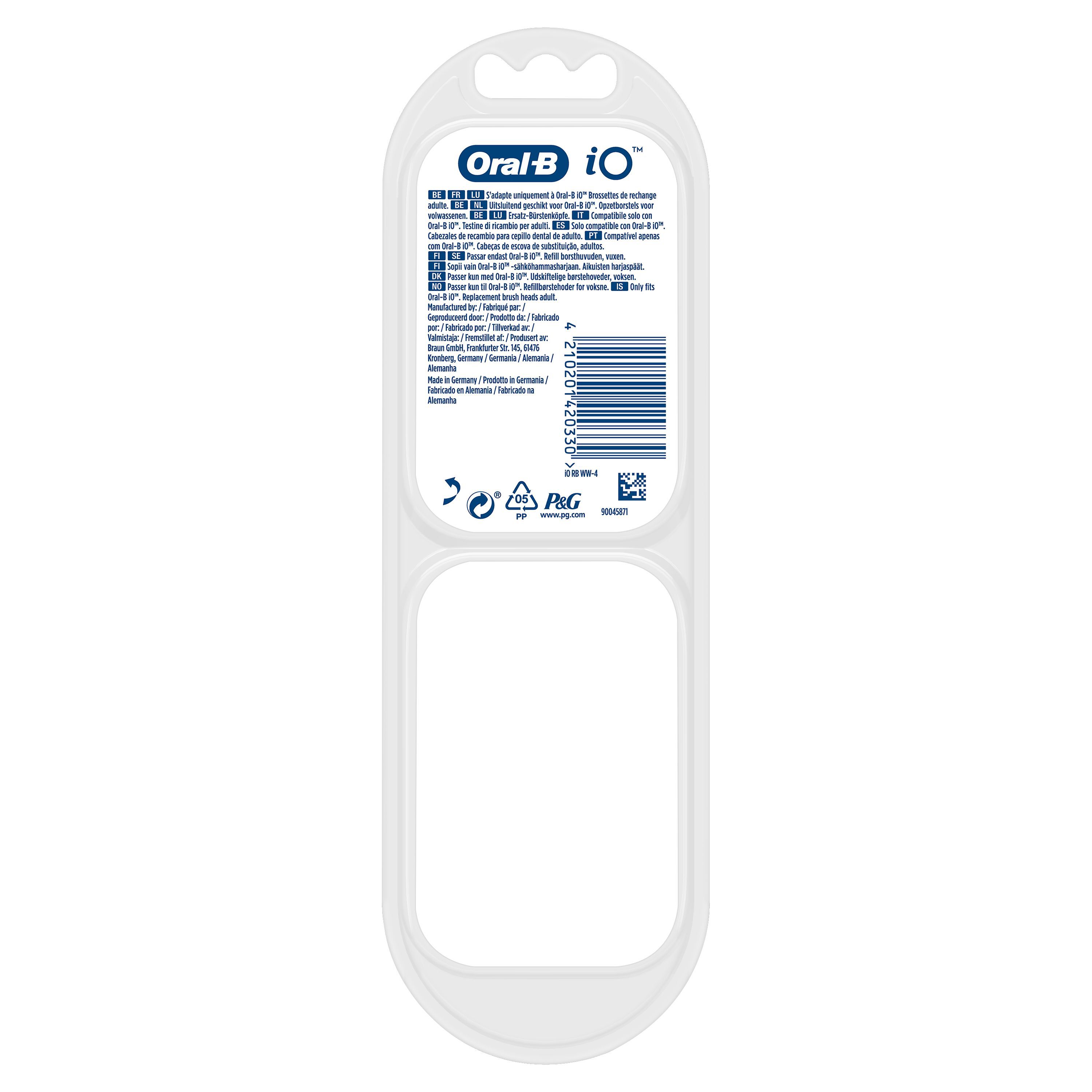 Oral-B iO - 4 brossettes Radiant White Noires - 12 mois
