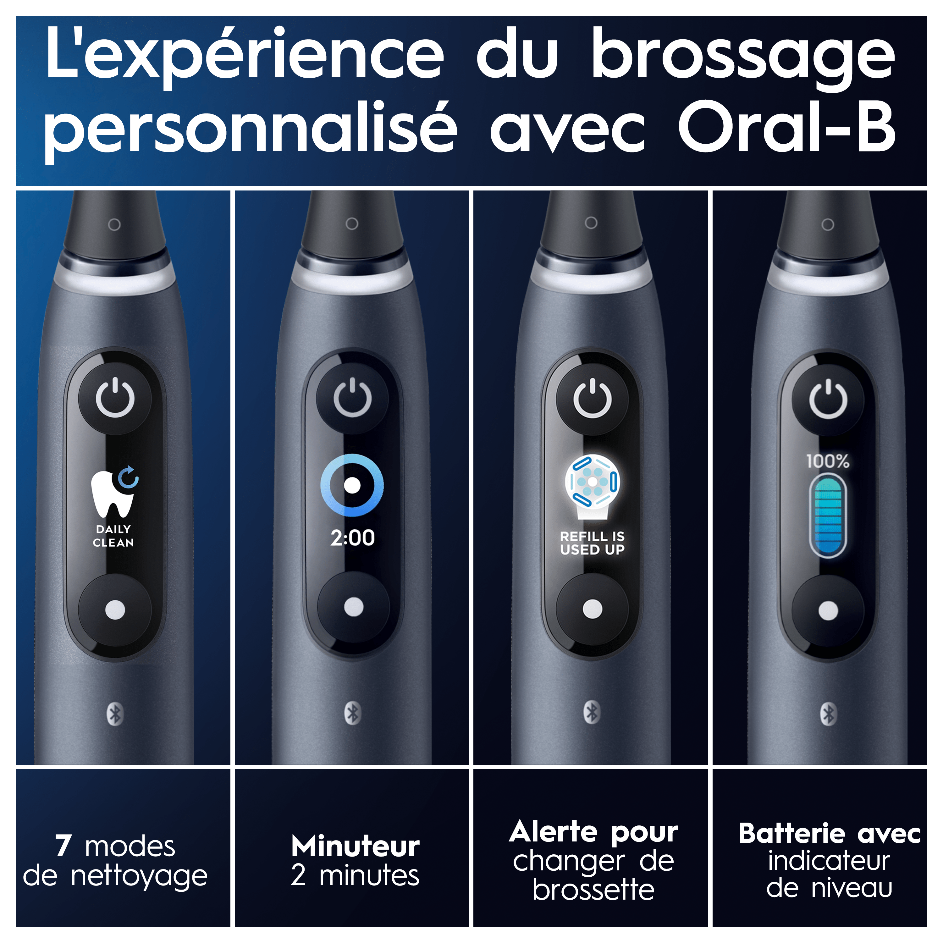 Oral-B iO9 Noire Brosse à dents électrique avec 3 brossettes