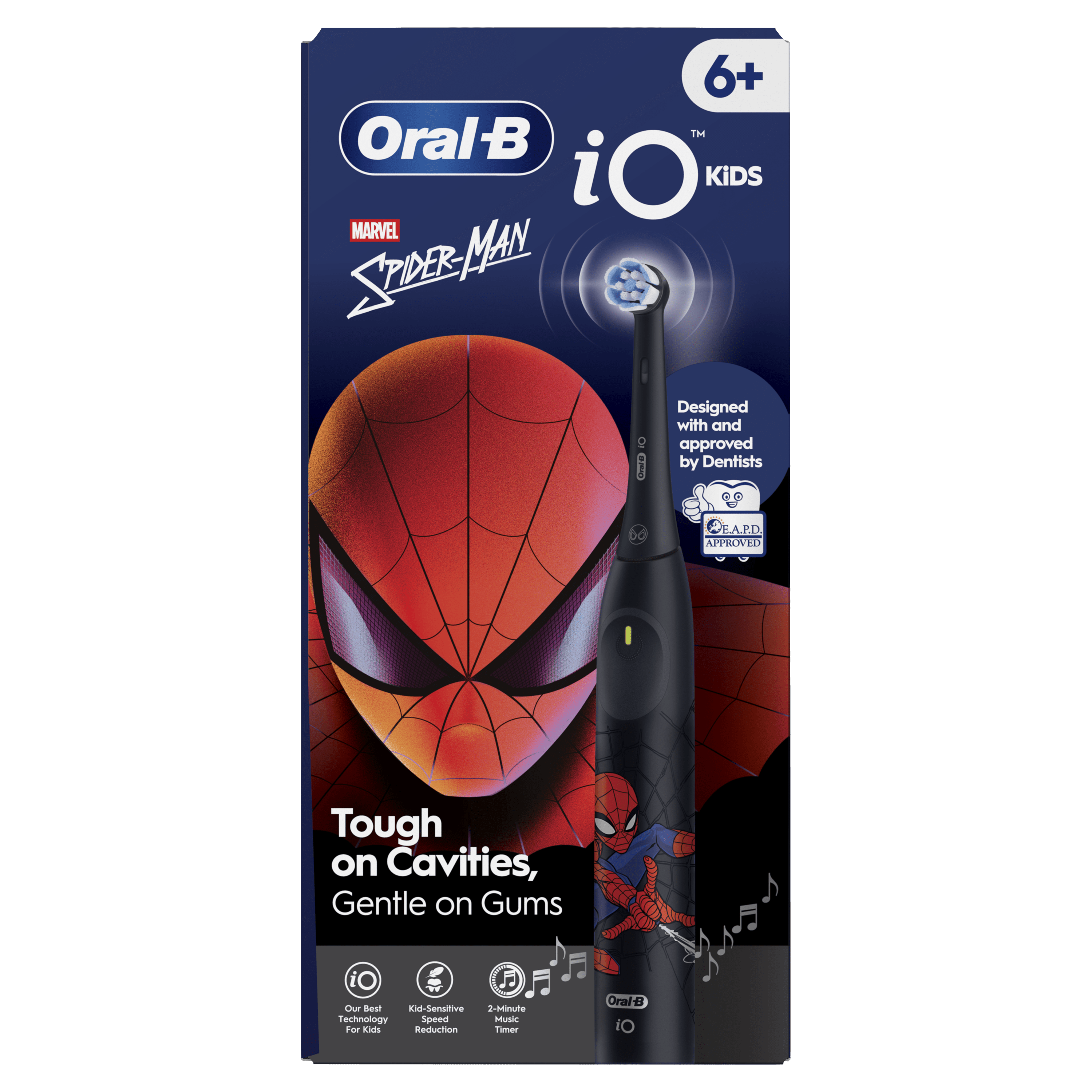 Oral-B iO Kids Marvel Spiderman Brosse À Dents Électrique, 1 Brossette, 1 Étui De Voyage, 3 Modes Avec Mode Douceur Pour Enfants