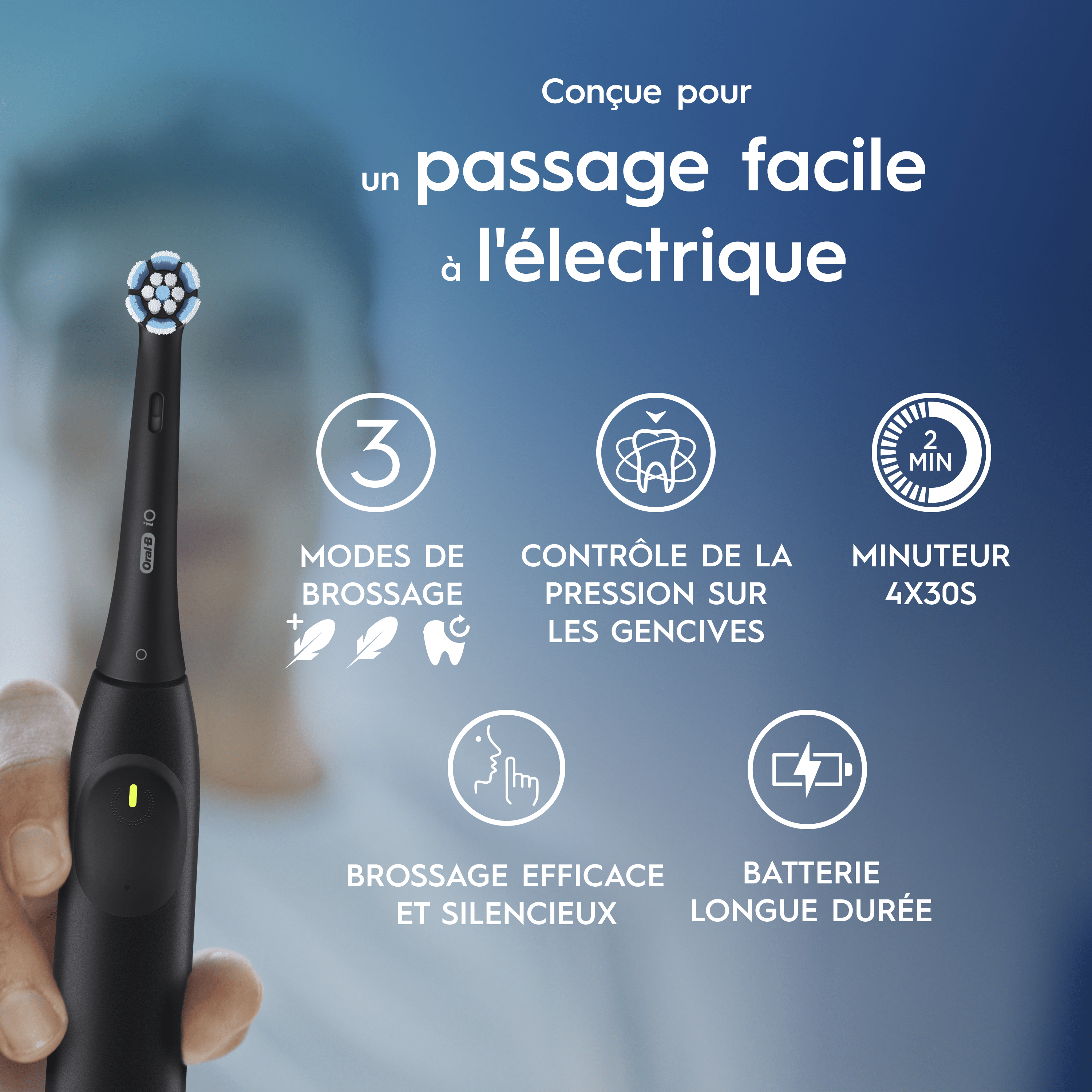 Oral-B iO2 DUO Brosses À Dents Électriques Noire et Rose Clair, 3 Brossettes, 1 Étui De Voyage