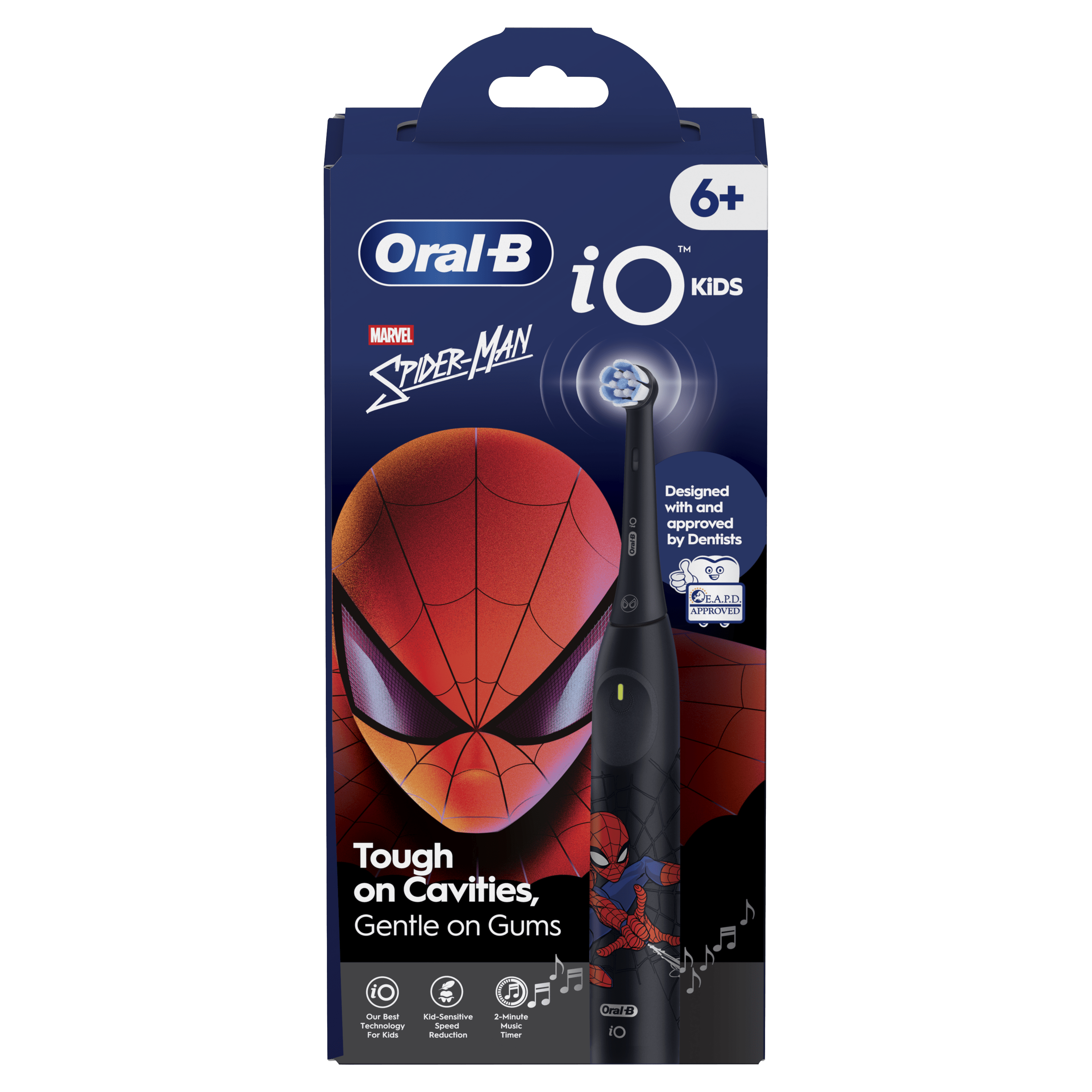 Oral-B iO Kids Marvel Spiderman Brosse À Dents Électrique, 1 Brossette, 1 Étui De Voyage, 3 Modes Avec Mode Douceur Pour Enfants