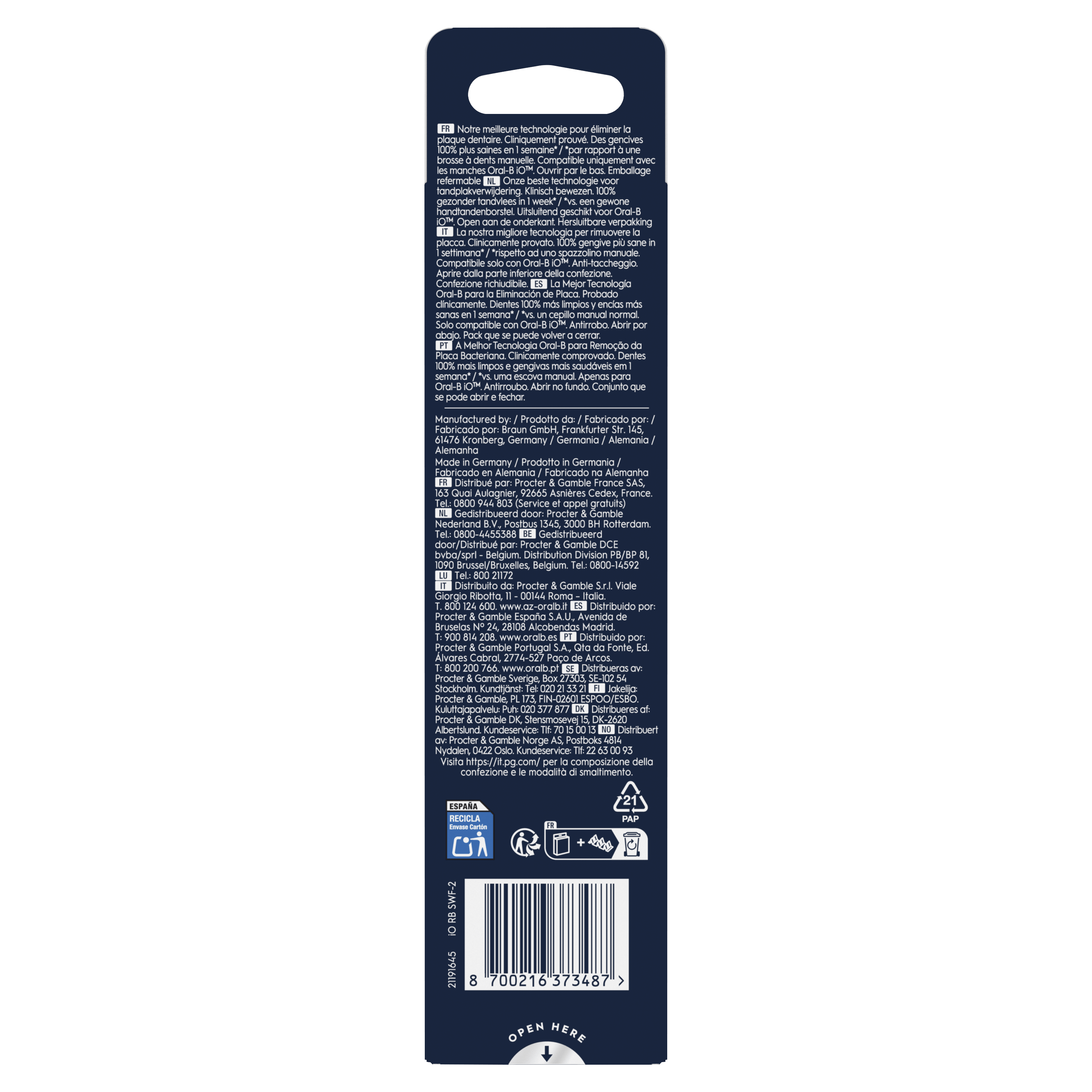 Oral-B iO 5 Blanche Brosse à dents électrique avec brossette + 2 brossettes