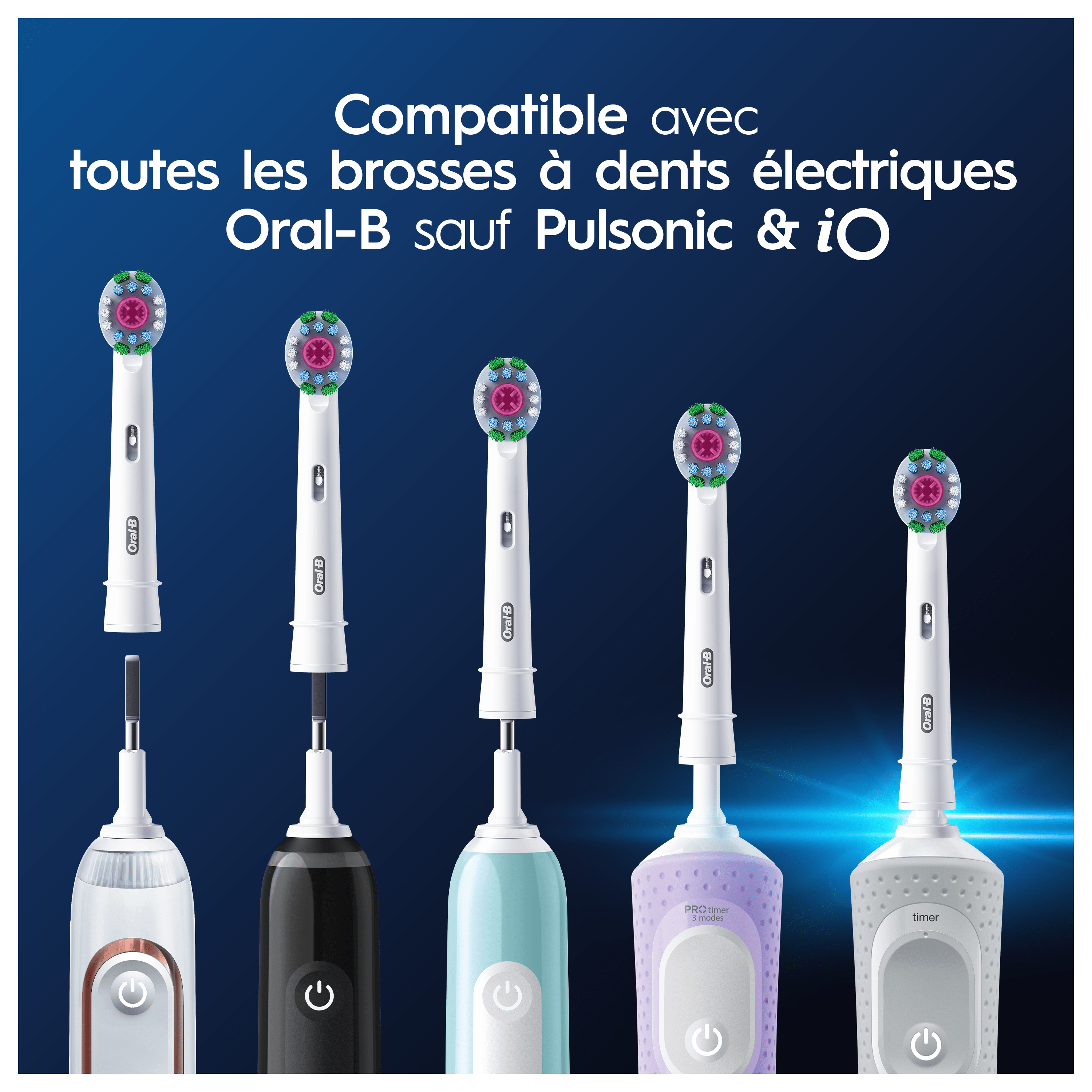 Oral-B Pro 3D White Brossettes Pour Brosse À Dents, Pack De 4 Unités