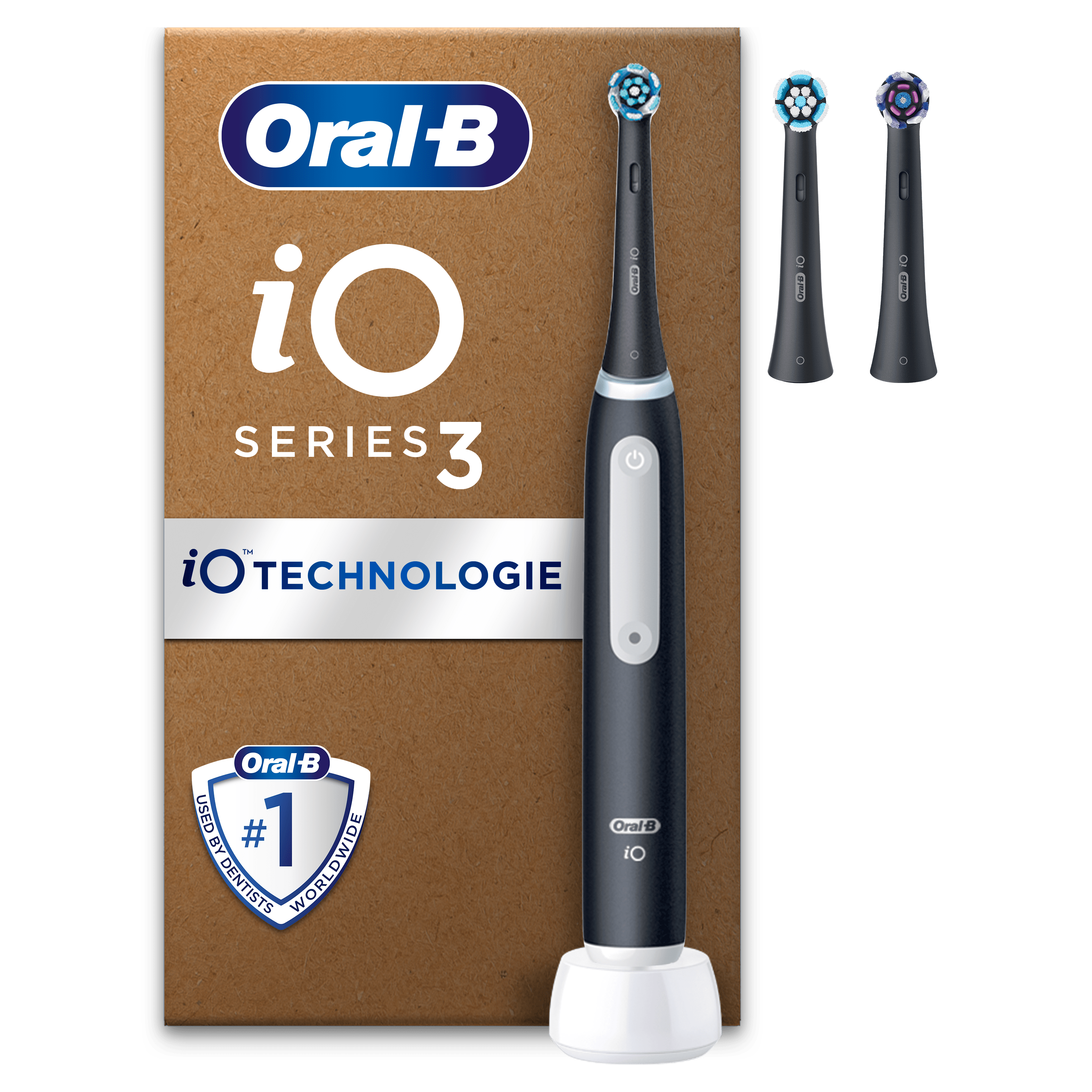 Oral-B iO3 Noire brosse à dents électrique avec 3 brossettes