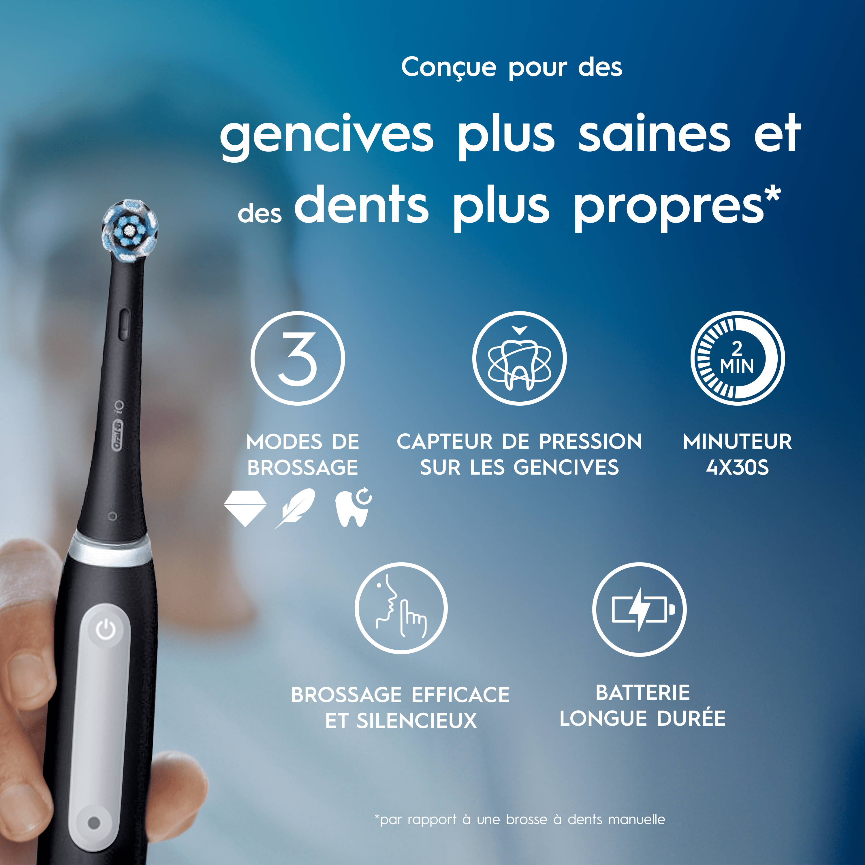 Oral-B iO 3 Duo pack Brosses À Dents Électriques Noire / Rose, 4 Brossettes
