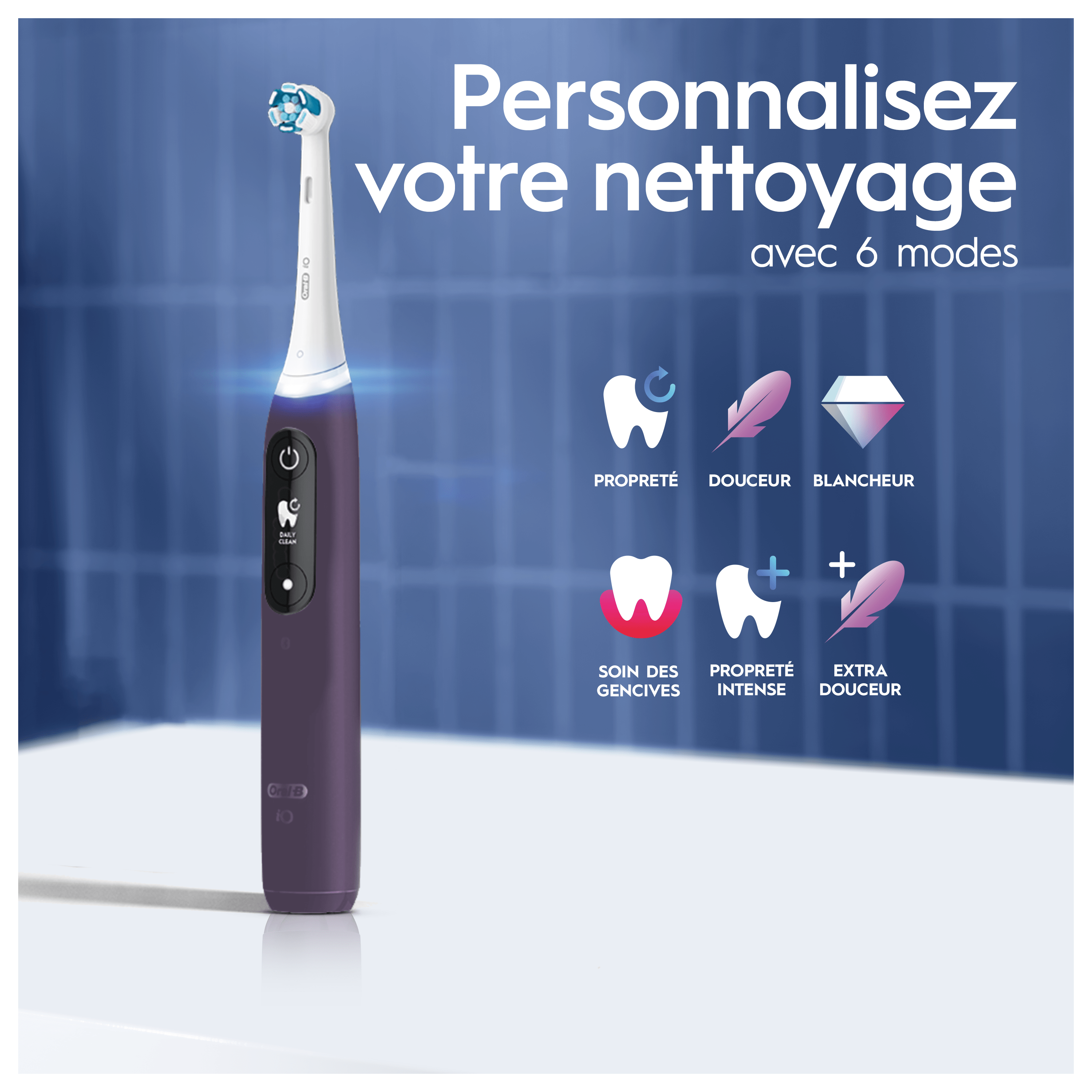 Oral-B iO 8 Violette Brosse à dents électrique avec 2 brossettes