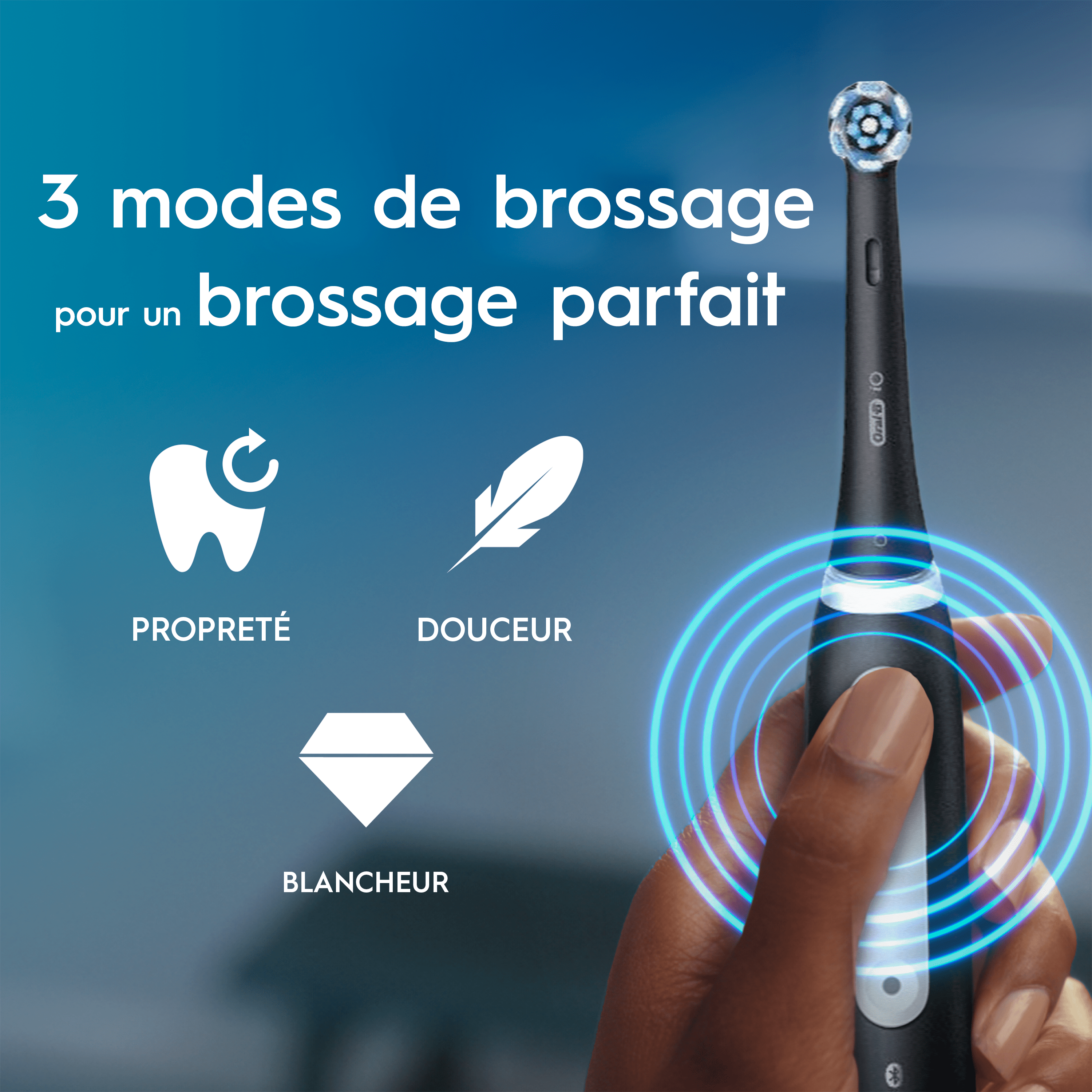 Oral-B iO 3 Duo pack Brosses À Dents Électriques Noire / Rose, 4 Brossettes