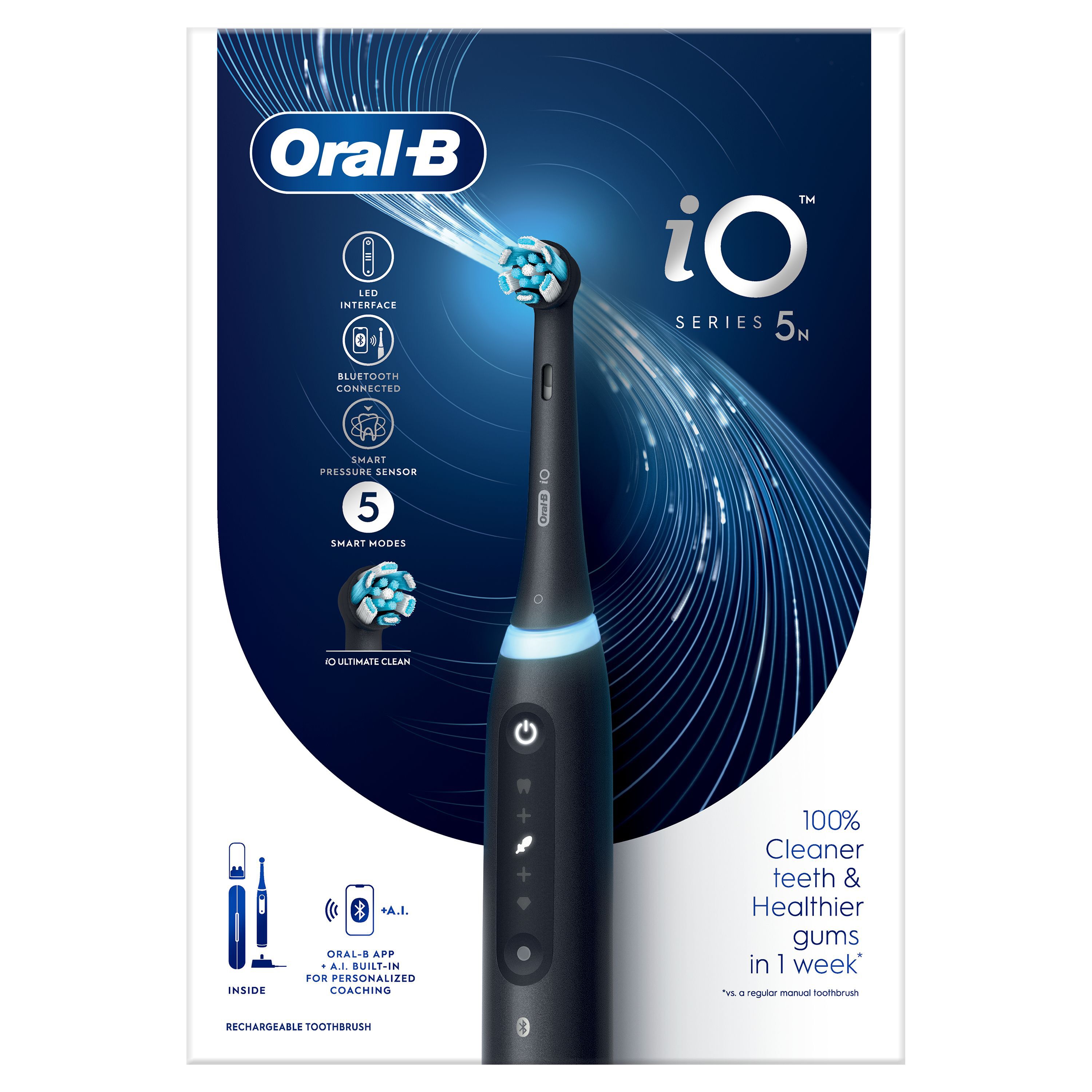 Oral-B iO 5 Noire Brosse à dents électrique avec brossette