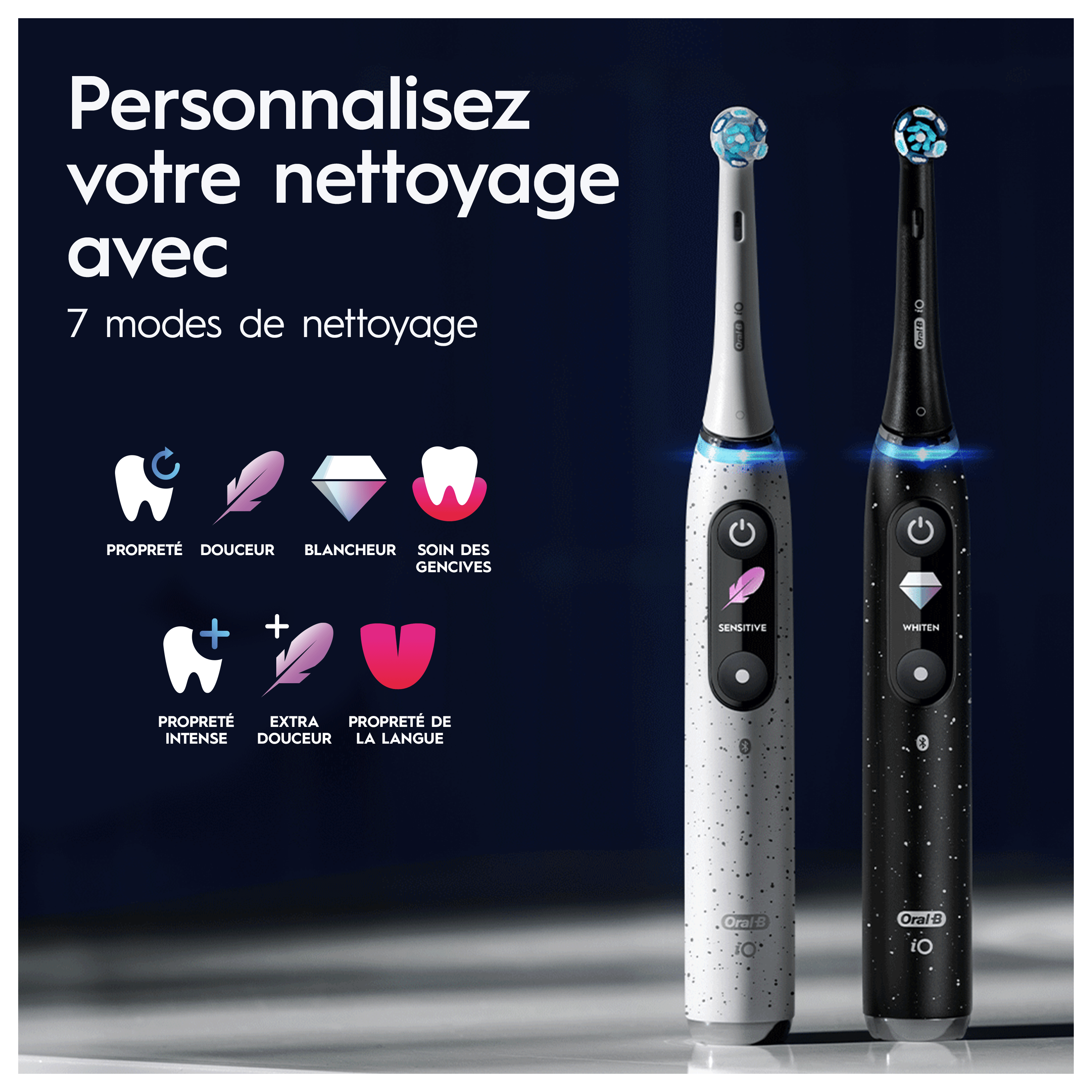 Oral-B iO 10 Noire Brosse à dents électrique avec brossette + 2 brossettes