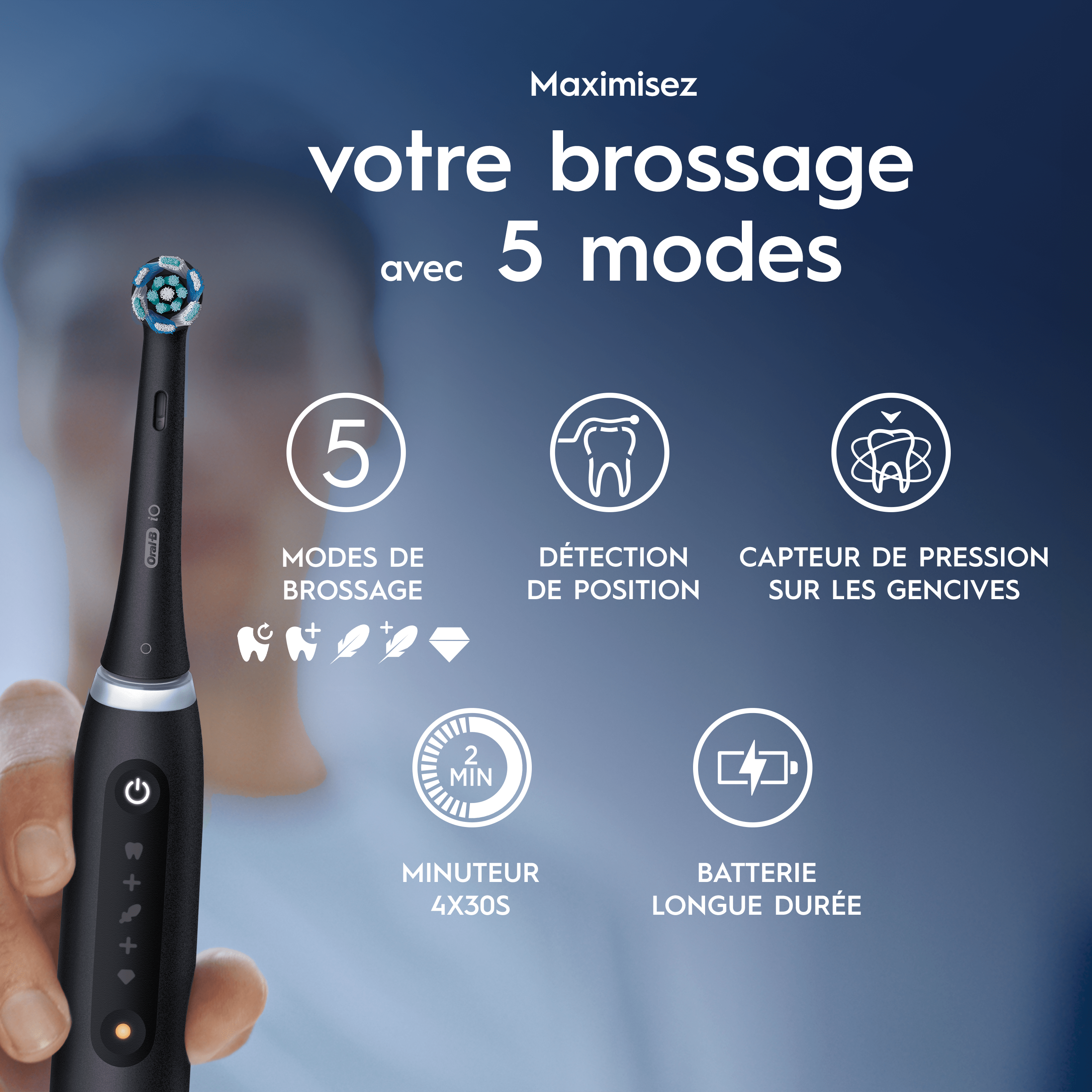 Oral-B iO 5 Lot De 2, Brosses À Dents Électriques Noire Et Blanche, 4 Brossettes, 1 Étui De Voyage