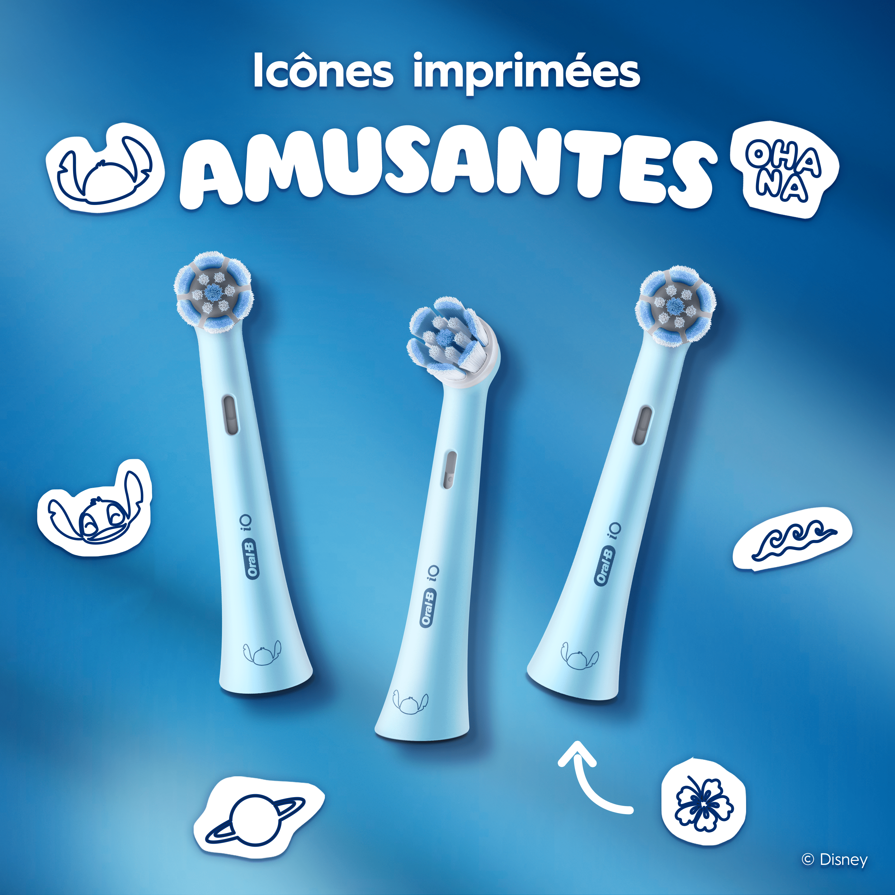 Pack Oral-B iO Kids Stitch 6+ avec : 1 brosse à dents électrique + 2 dentifrices + 2 brossettes