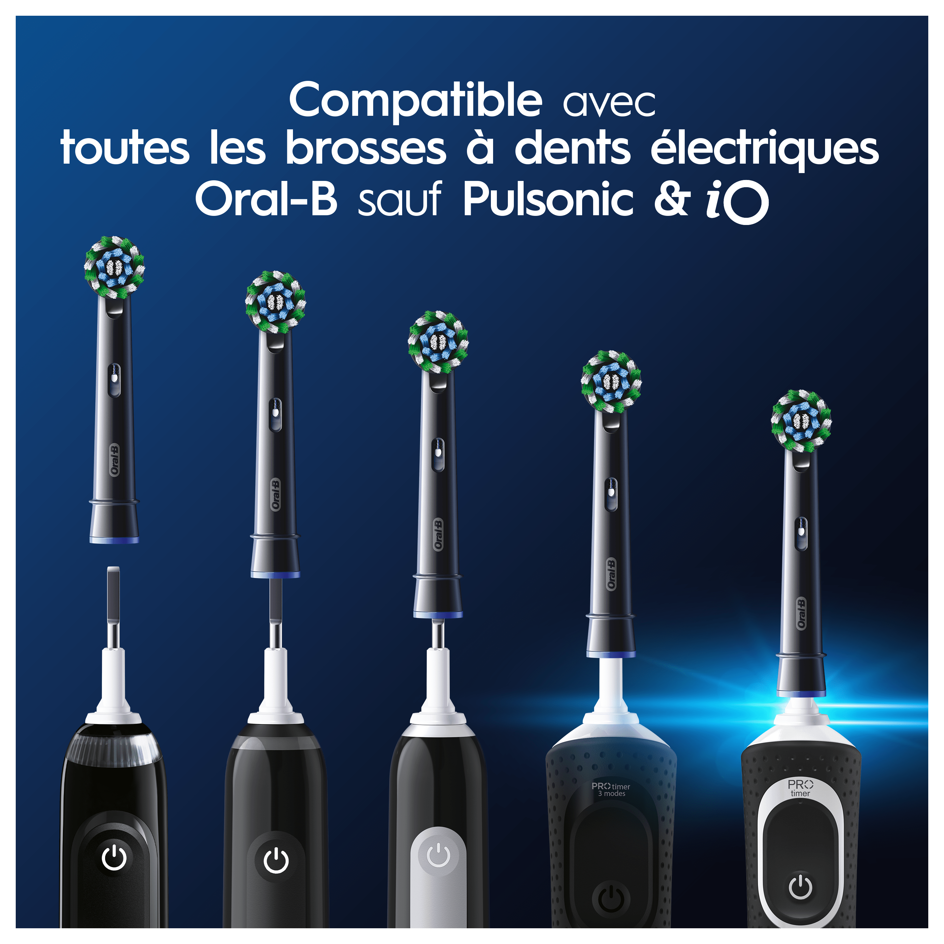 Oral-B iO - 8 brossettes Cross Action Noires - 24 mois