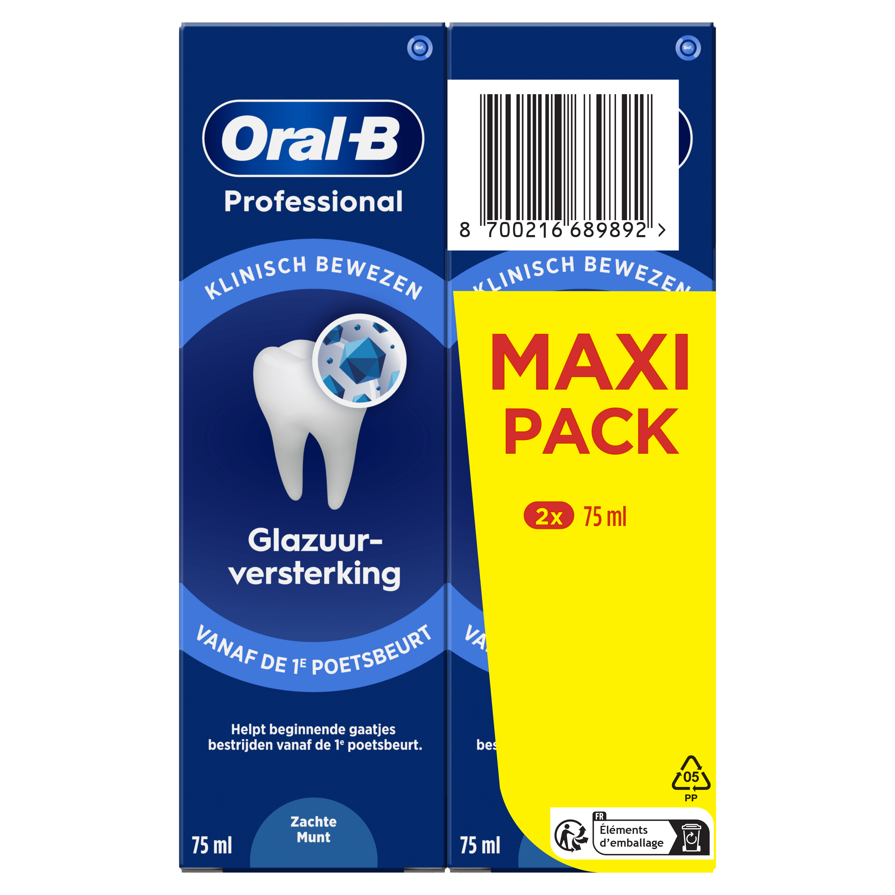 Dentifrice Oral-B Professional Émail Renforcé Menthe Douce 2x75 ml