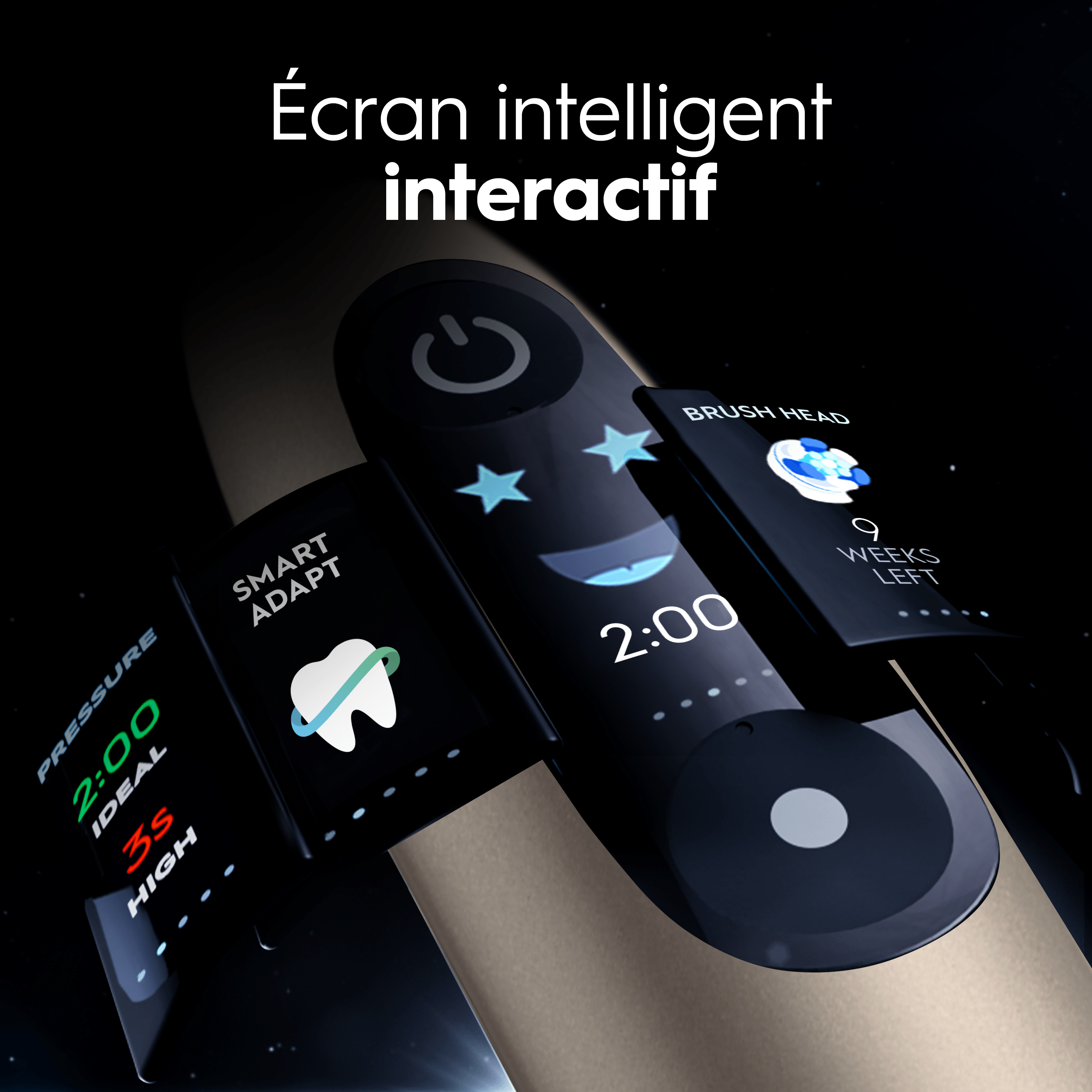 Pack Oral-B iO10 Gold - Sensibilité avec : 1 brosse à dents électrique + 2 dentifrices + 6 brossettes + 1 étui de voyage