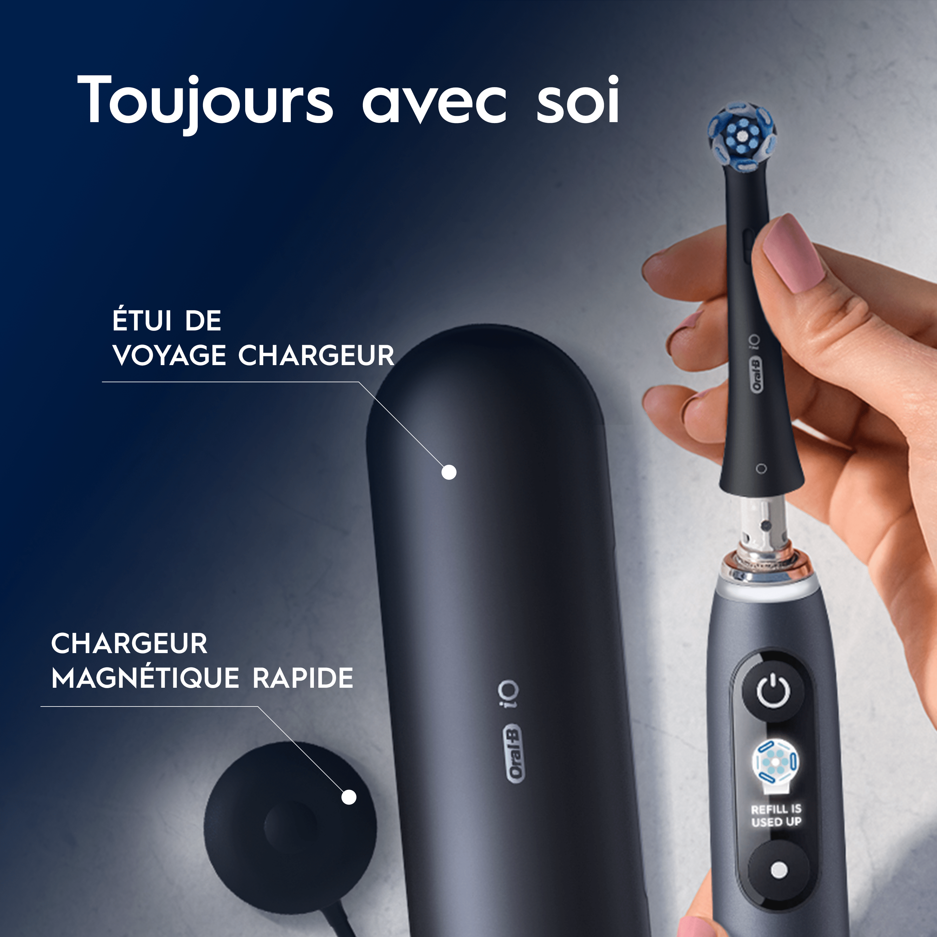Oral-B iO 10 Édition Spéciale, Brosse À Dents Électrique Noire, 3 Brossettes, 1 Étui De Voyage Chargeur