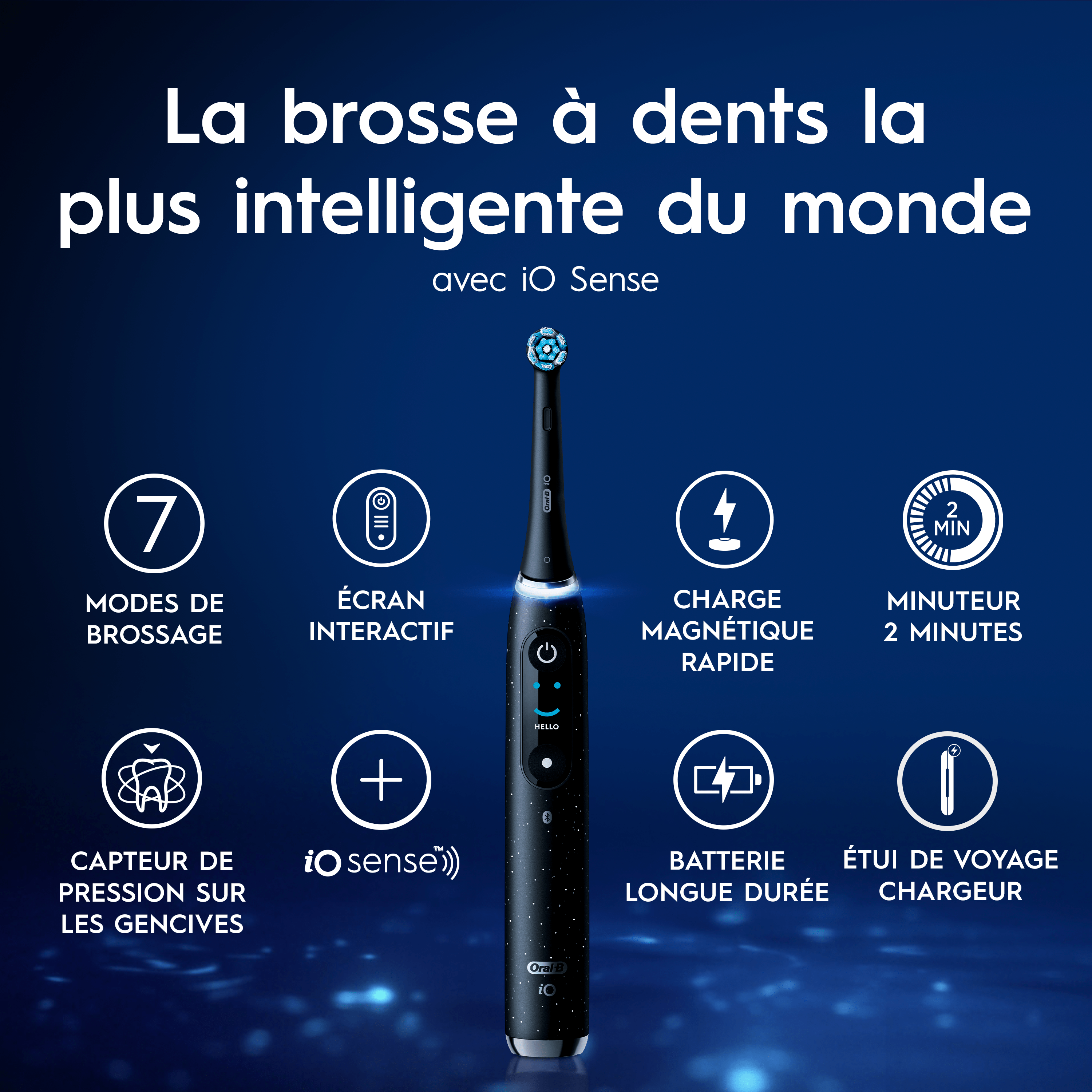 Oral-B iO 10 Édition Spéciale, Brosse À Dents Électrique Noire, 1 Brossette, 1 Étui De Voyage Chargeur