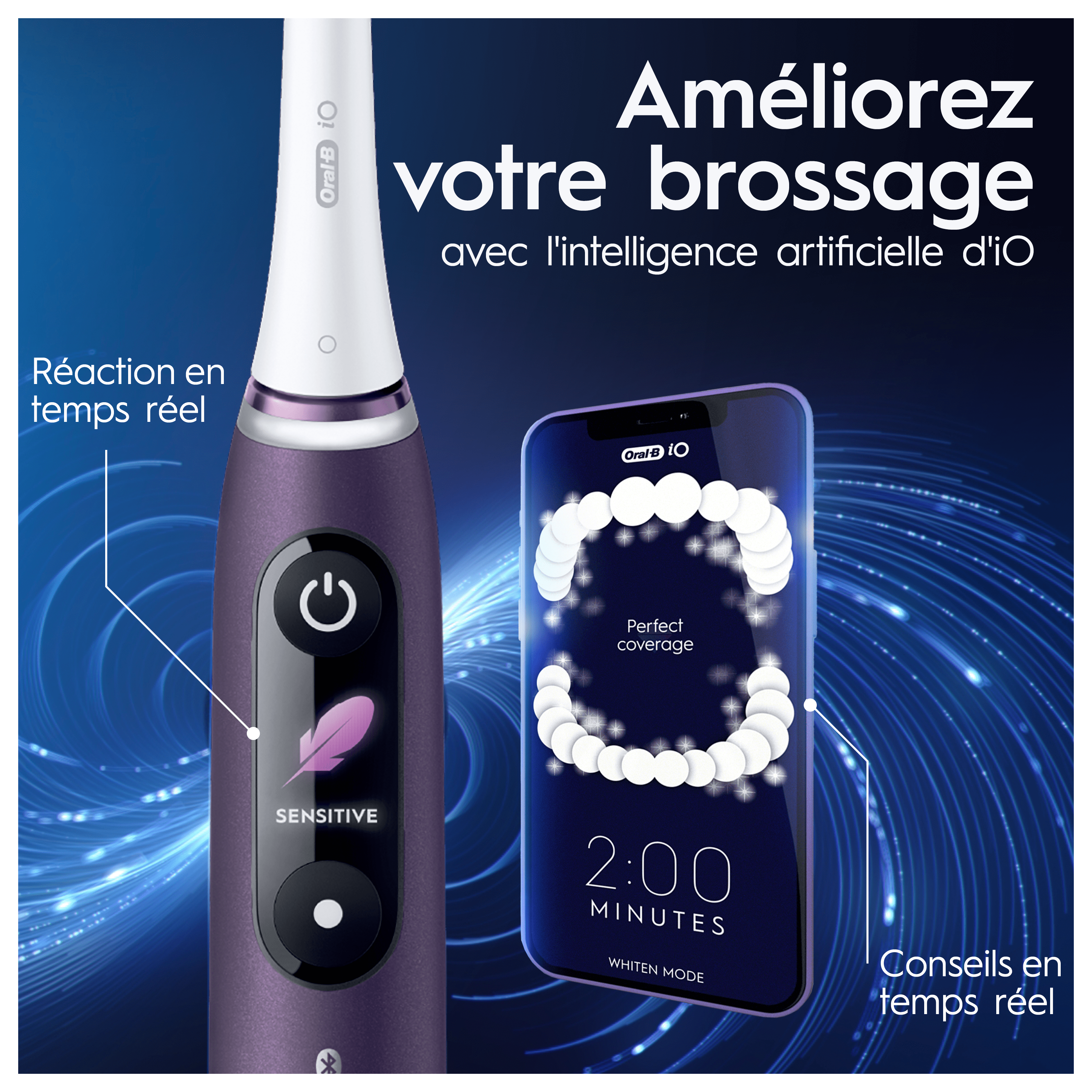 Oral-B iO 8 Violette Brosse à dents électrique avec 2 brossettes + 2 brossettes