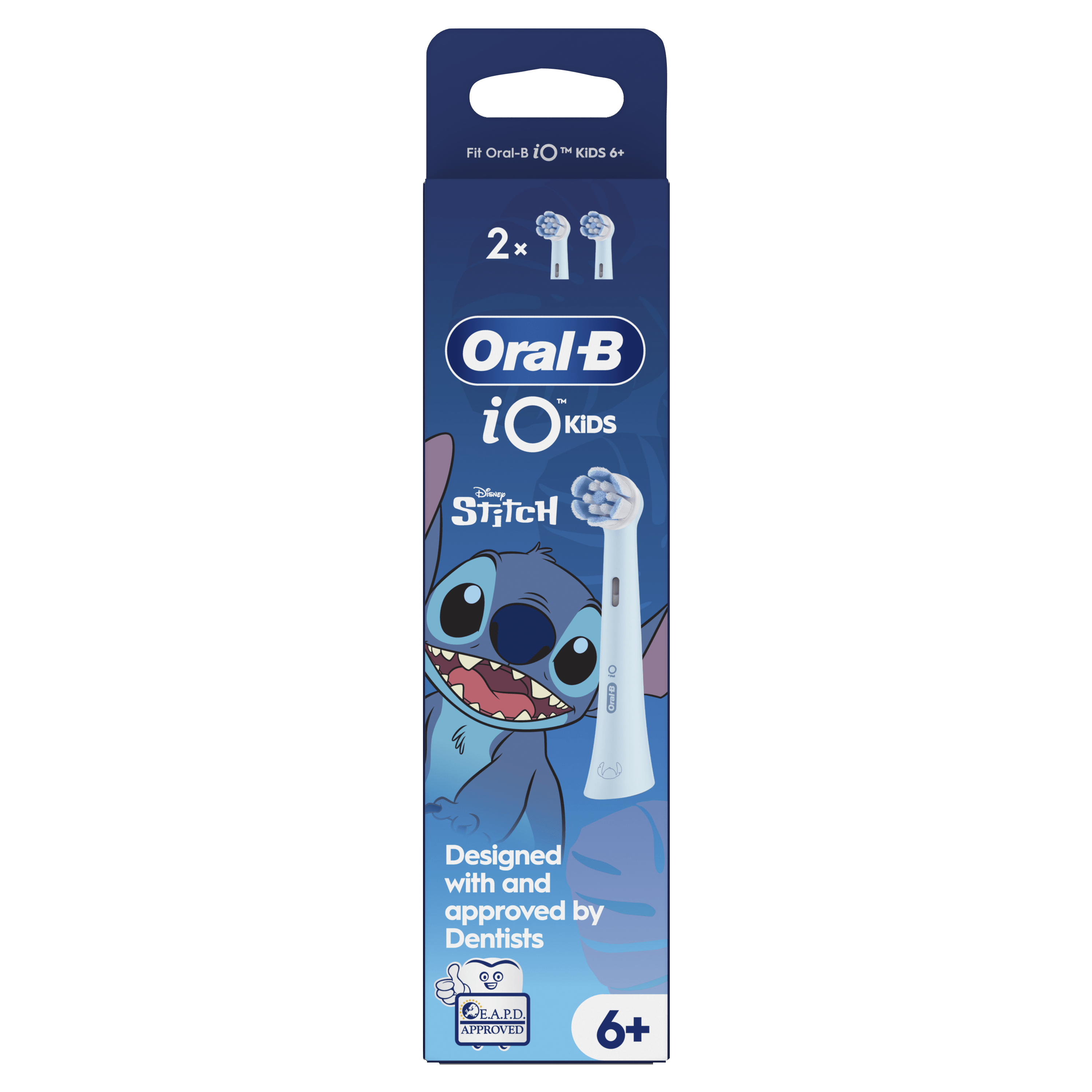 Oral-B iO Kids Brossette de Brosse à Dents Électrique Disney Stitch 6+, Douce Pour Les Dents Qui Bougent Et Les Gencives, 2