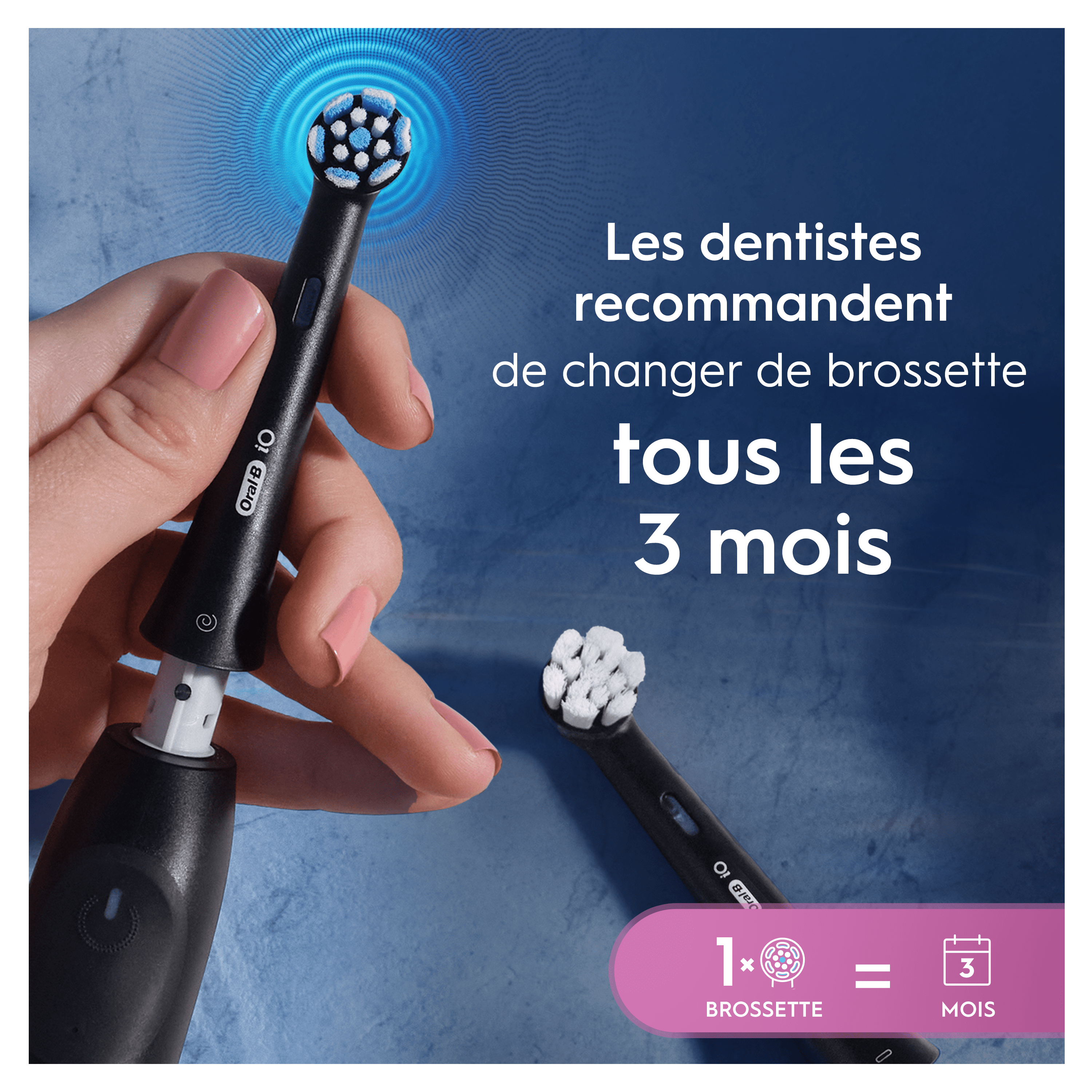Oral-B Série iO Gentle Care Noire, Brossettes rondes de rechange Authentiques, Brins obliques pour une élimination de la plaque dentaire en profondeur, Brossette plus douce, Convient aux gencives sensibles, x8