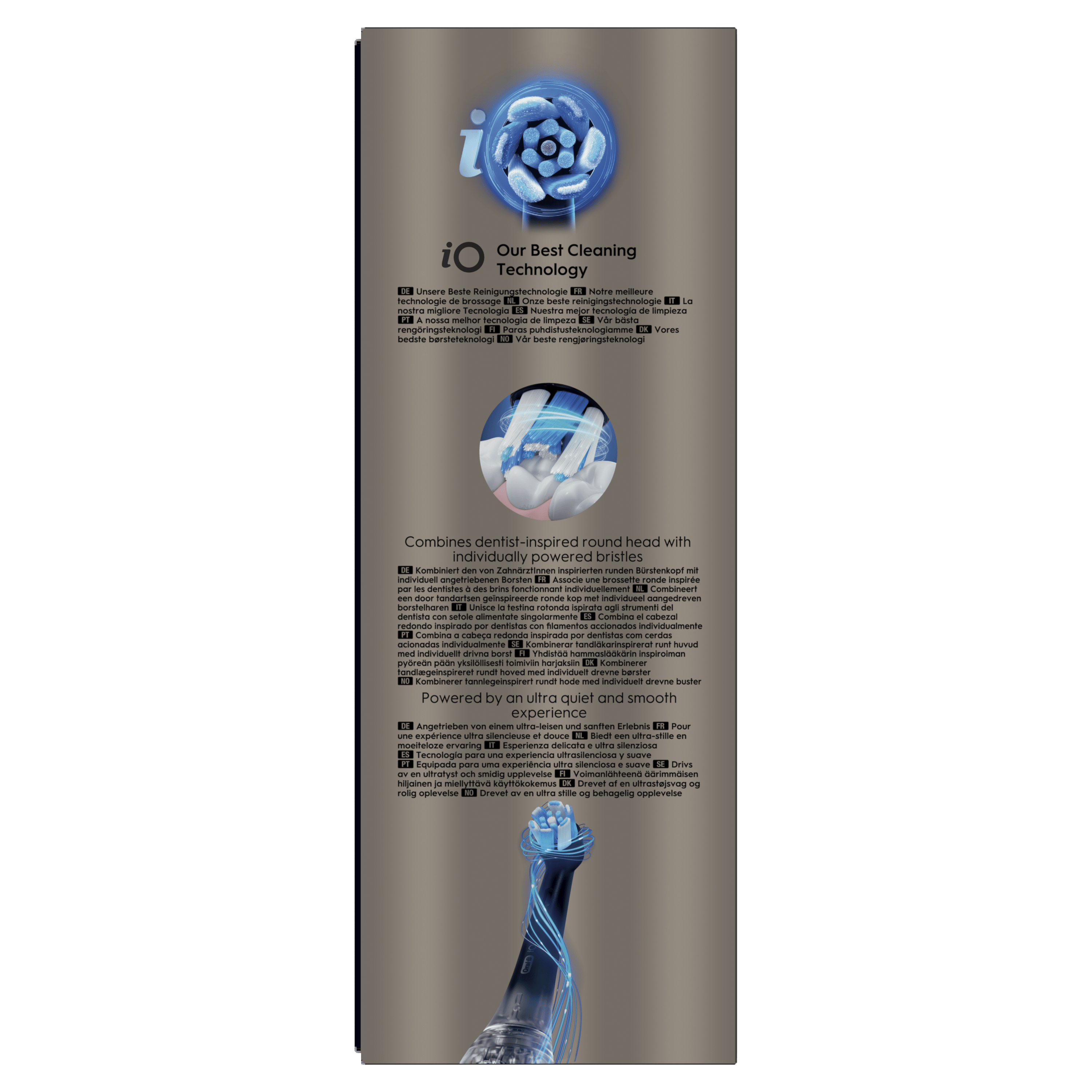 Oral-B iO 10 Brosse À Dents Électrique Lunar Gold, 1 Brossette Ultimate Clean, 1 Chargeur Magnétique Rapide avec Coach de Brossage iO Sense, 1 Étui de Voyage Chargeur, 1 porte-brossettes hygiénique