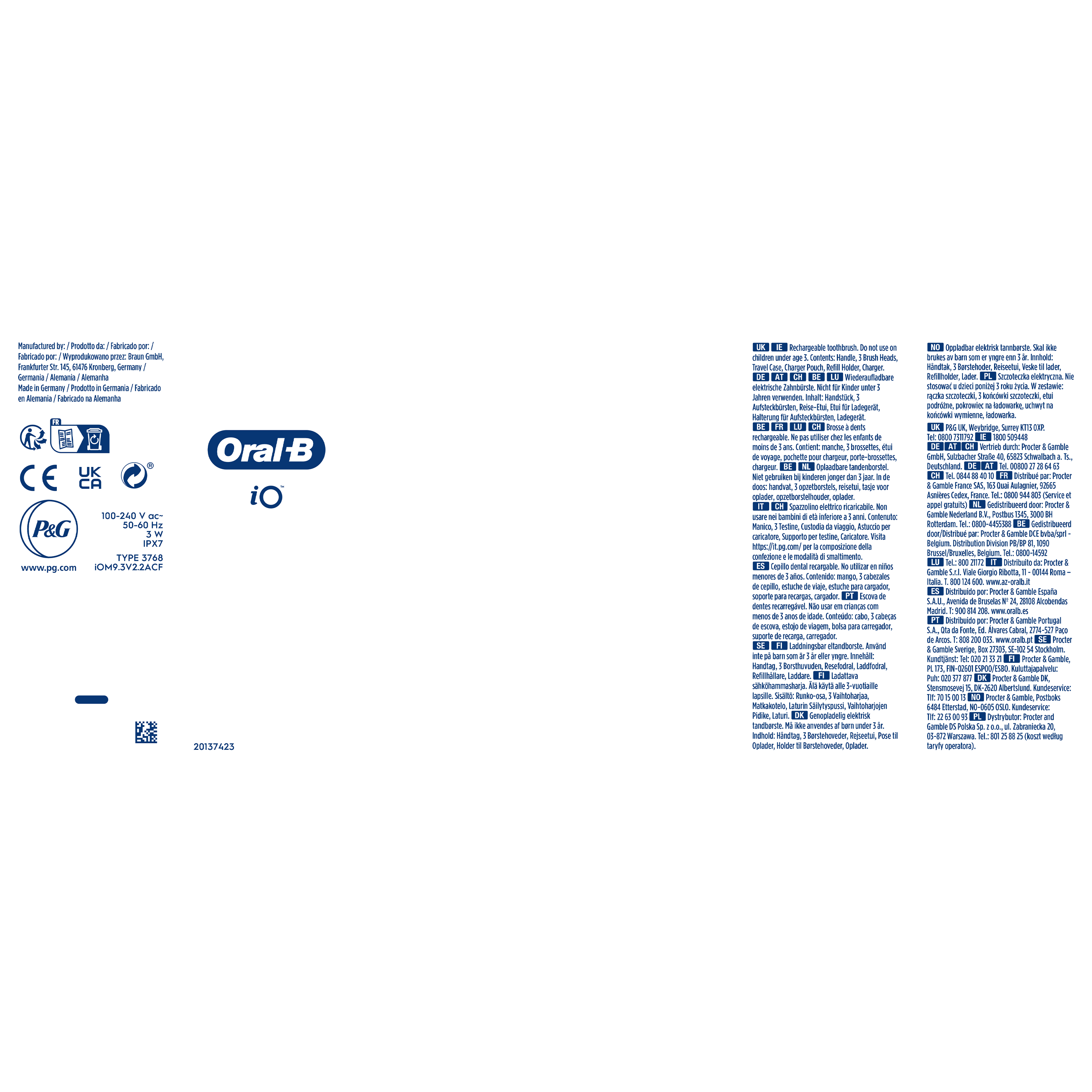 Oral-B iO 9 Brosse à Dents Électrique Noire + Brossettes iO Gentle Care Noires, Lot de 2