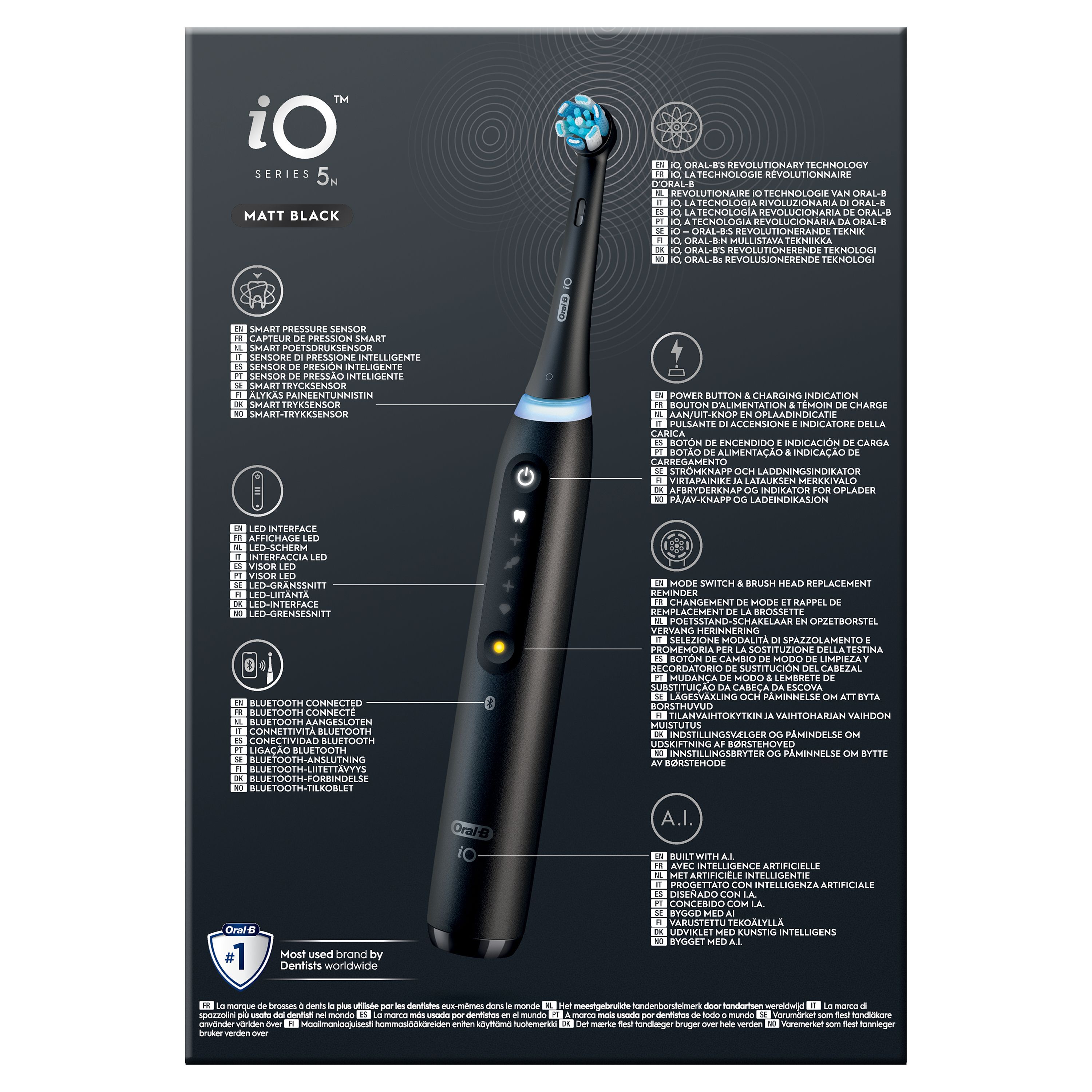 Oral-B iO 5 Noire Brosse à dents électrique avec brossette