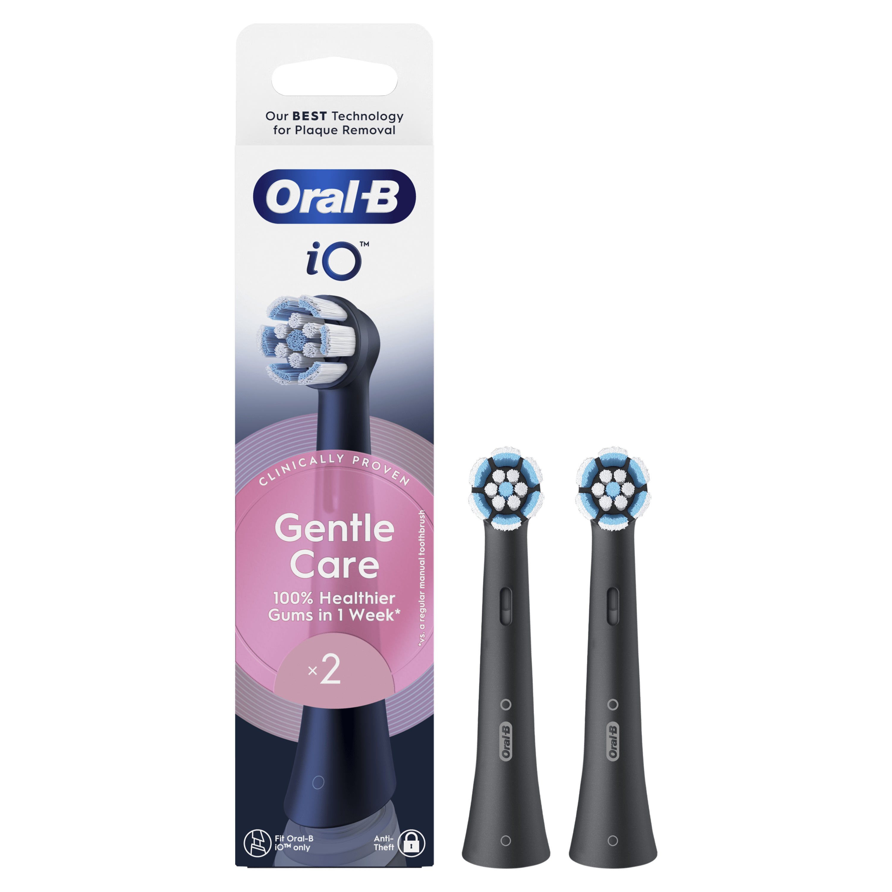 Oral-B iO 6 Brosse À Dents Électrique Noire + Brossettes iO Gentle Care Noires, Lot de 6
