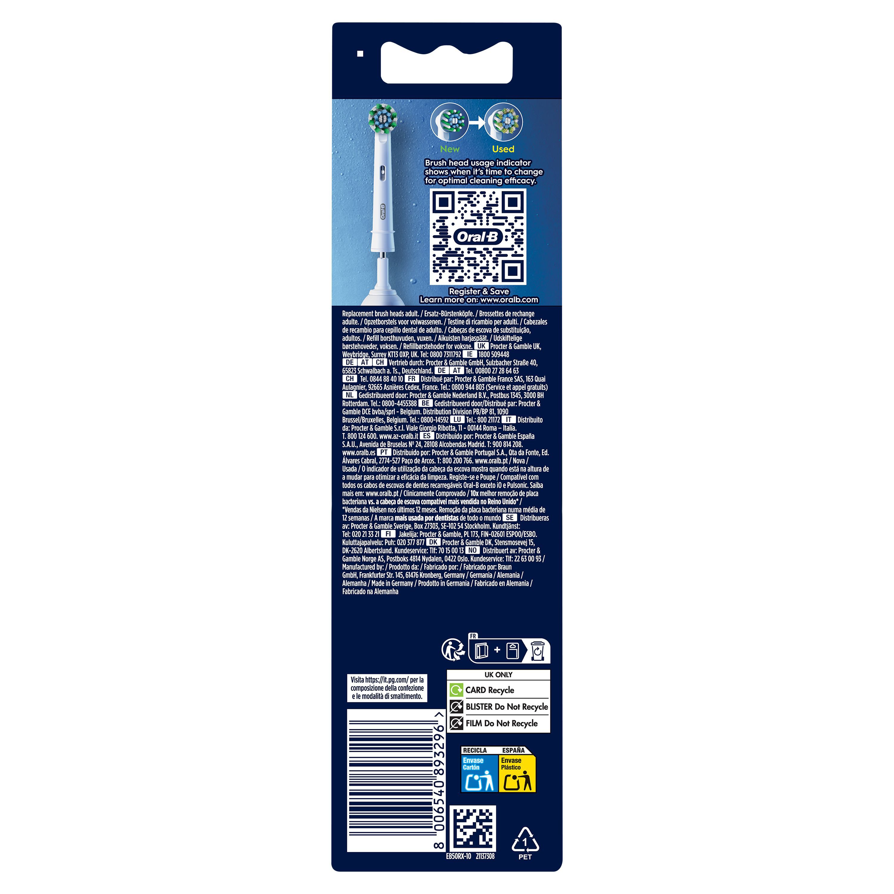 Oral-B Pro - 10 brossettes Cross Action Blanches - 30 mois