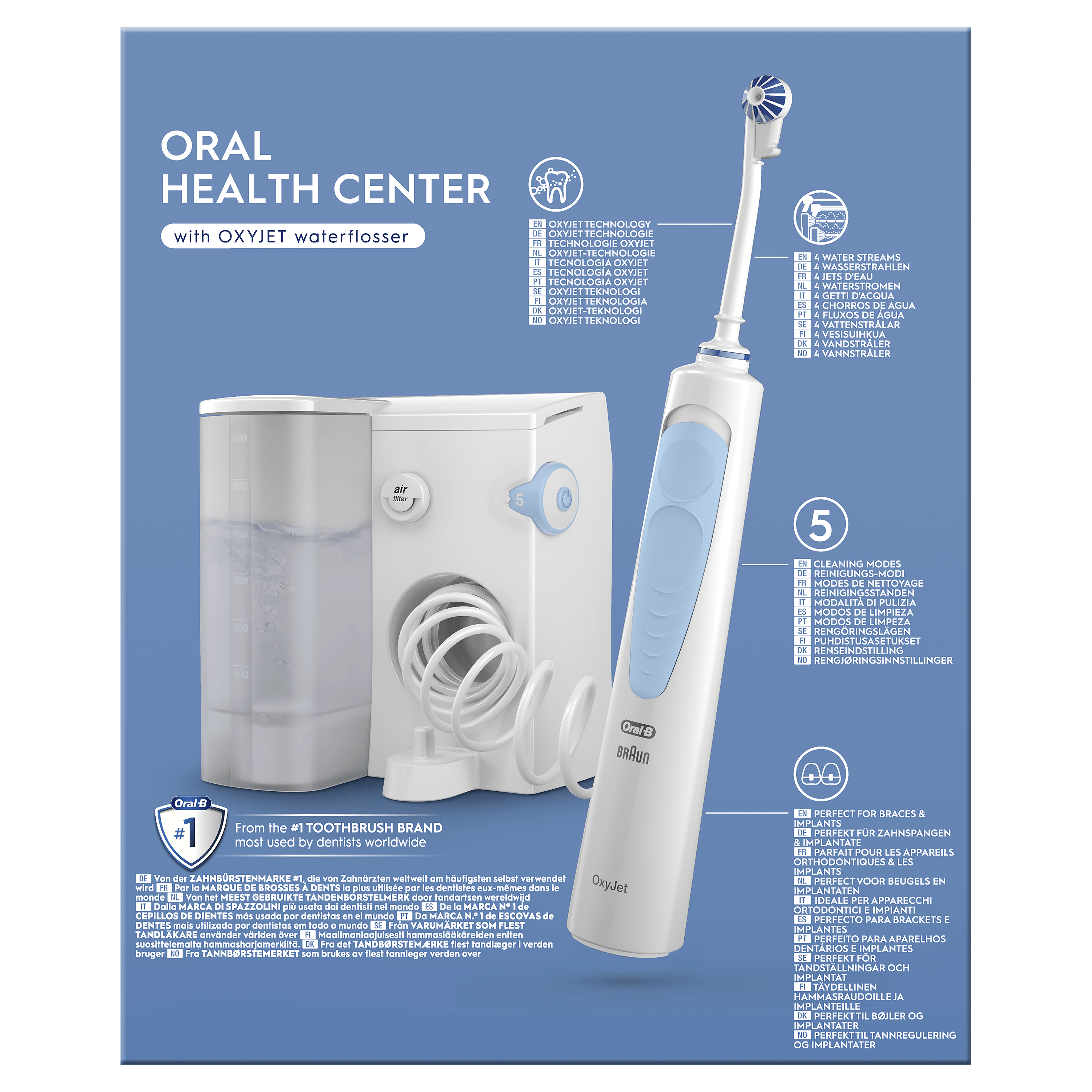 Oral-B Oral Health Center Hydropulseur : Fil Dentaire À L’eau, 2 Canules Oxyjet, 2 Canules Water Jet