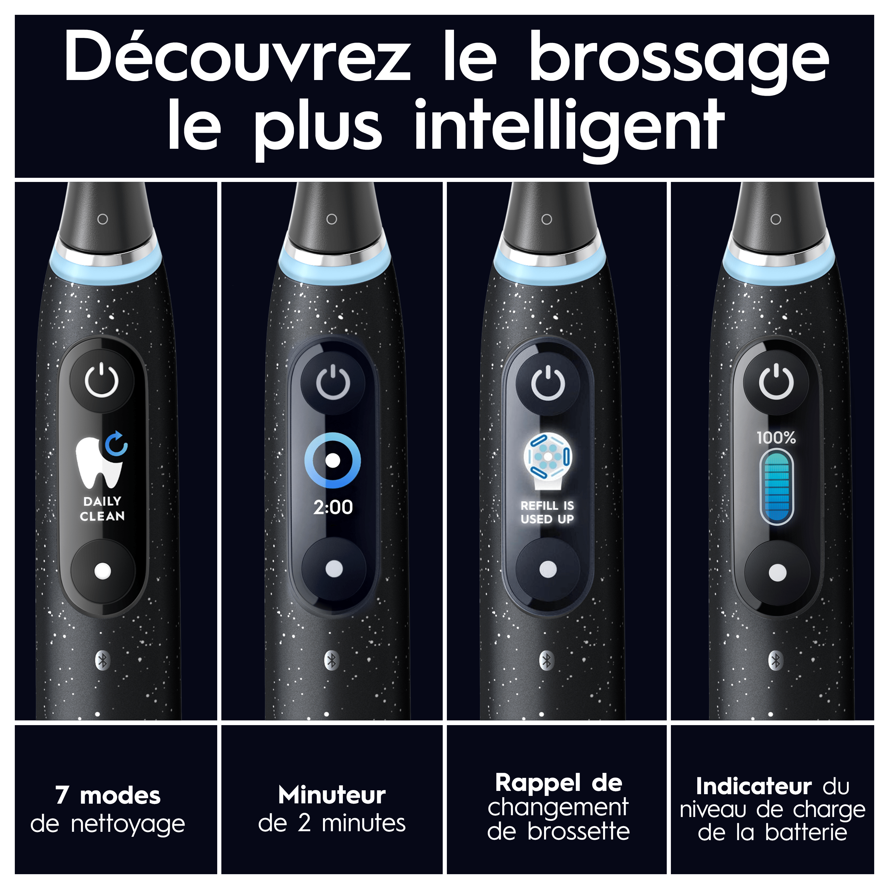 Oral-B iO 10 Noire Brosse à dents électrique avec brossette + 2 brossettes