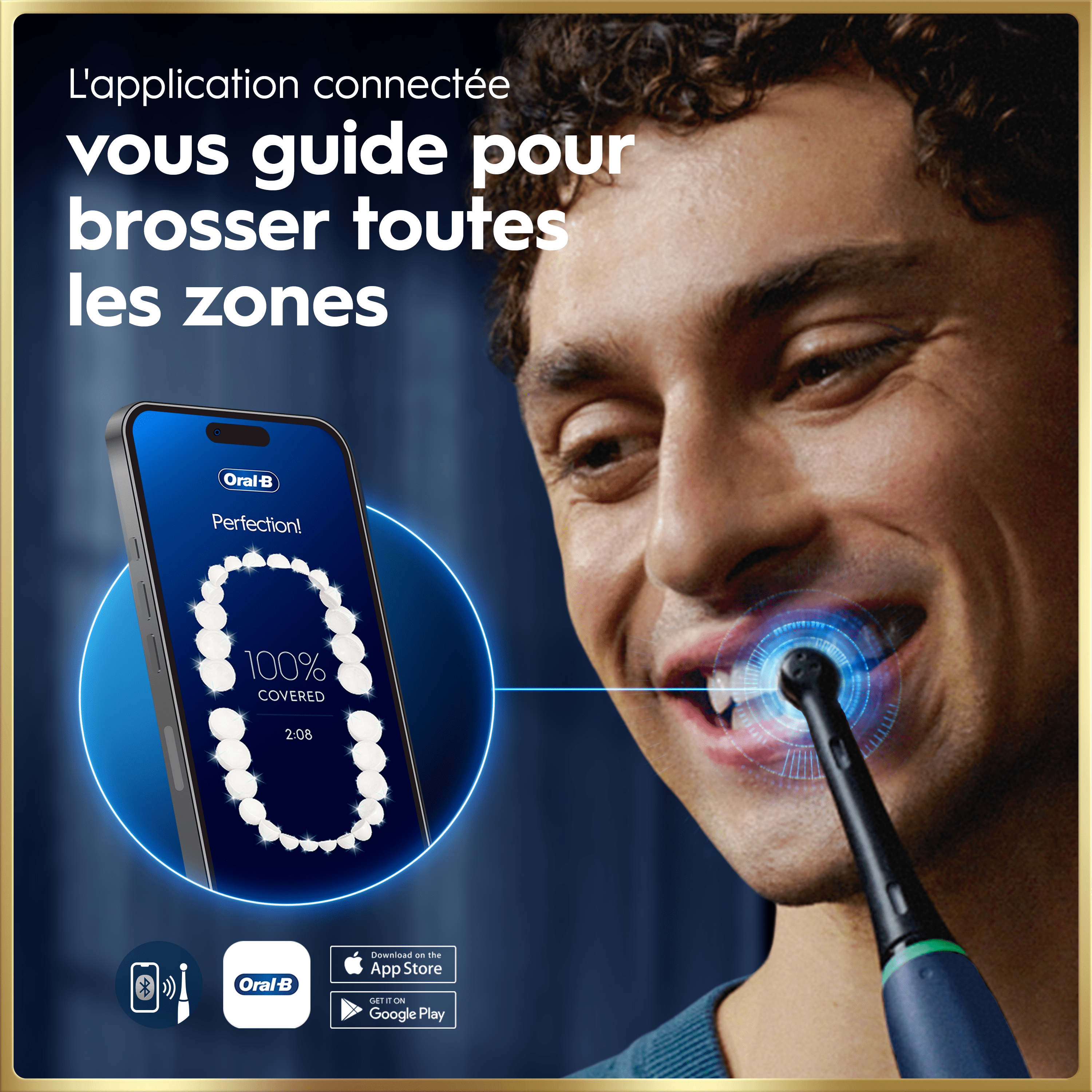 Brosse à dents électrique Oral-B iO9 | Bleu Saphir | 3 brossettes | Chargeur Magnétique Rapide | Étui de Voyage de Charge | Pochette de Chargeur | Porte-brossettes