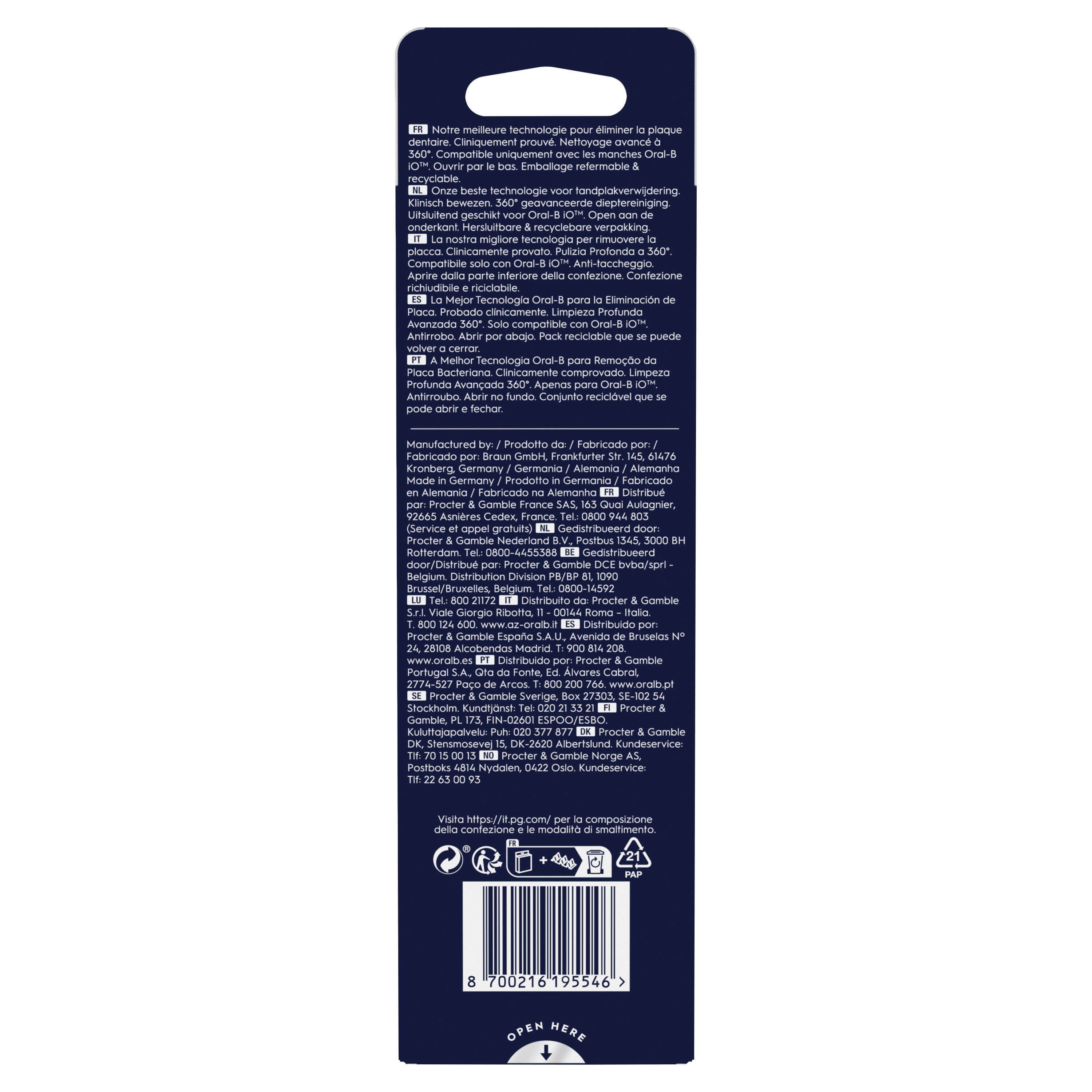 Oral-B iO - 6 brossettes Ultimate Clean Blanches - 18 mois