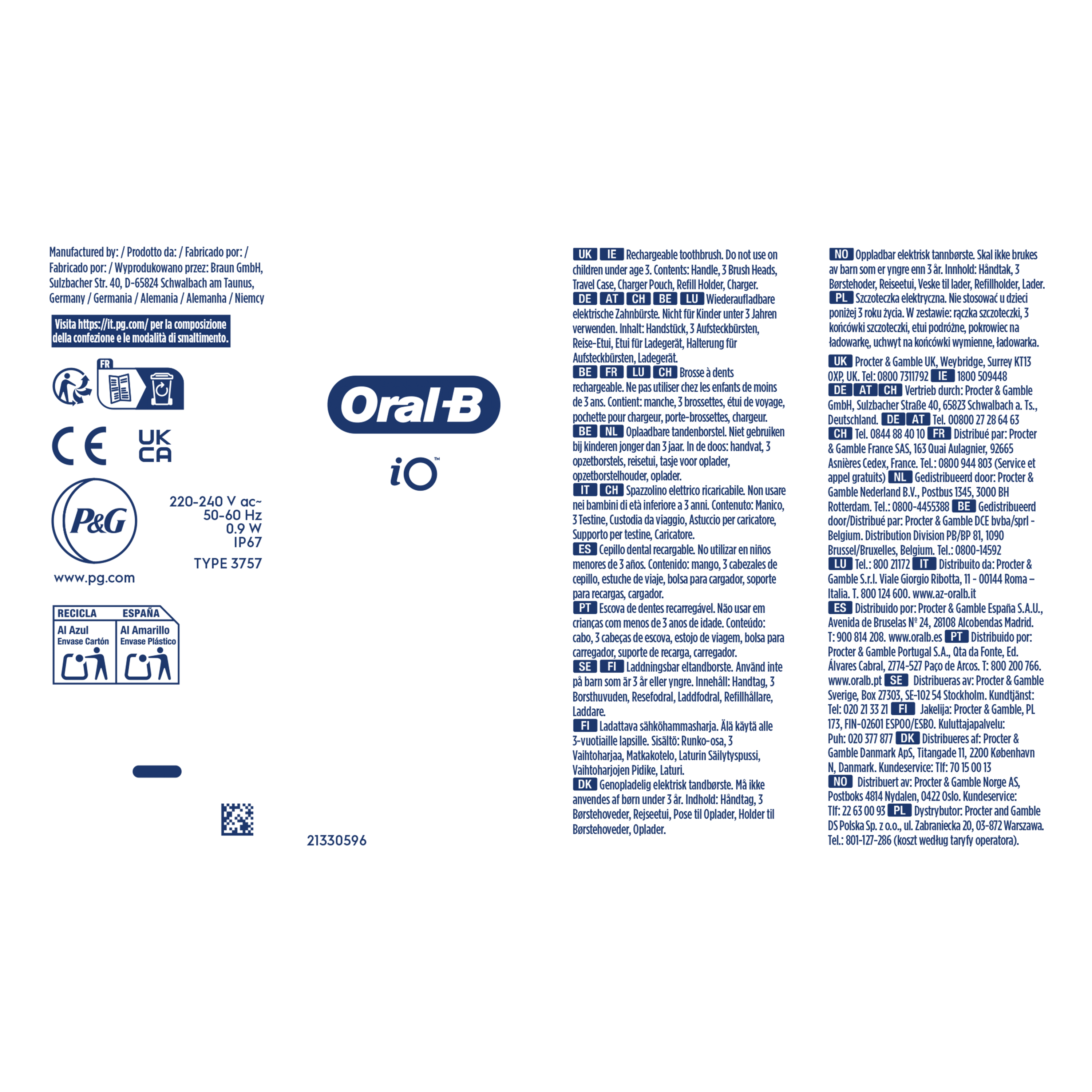 Brosse À Dents Électrique Oral-B iO5 | Noire | 3 brossettes | Batterie Longue Durée | Étui De Voyage Premium | Pochette pour Chargeur | Porte-brossettes