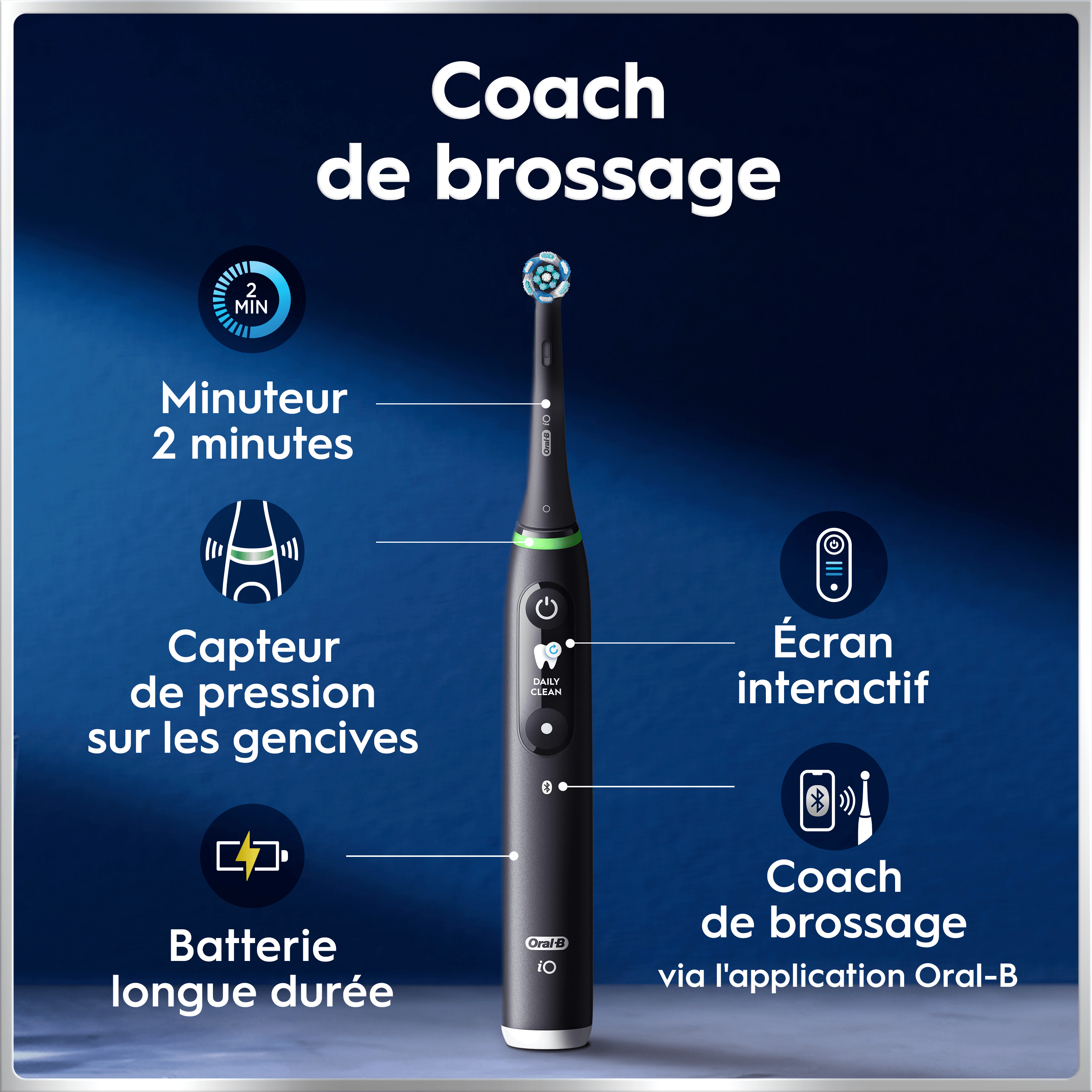Oral-B iO 6 Lot de 2, Brosses à Dents Électriques Noire et Rose, 3 Brossettes, 1 Pochette pour Chargeur