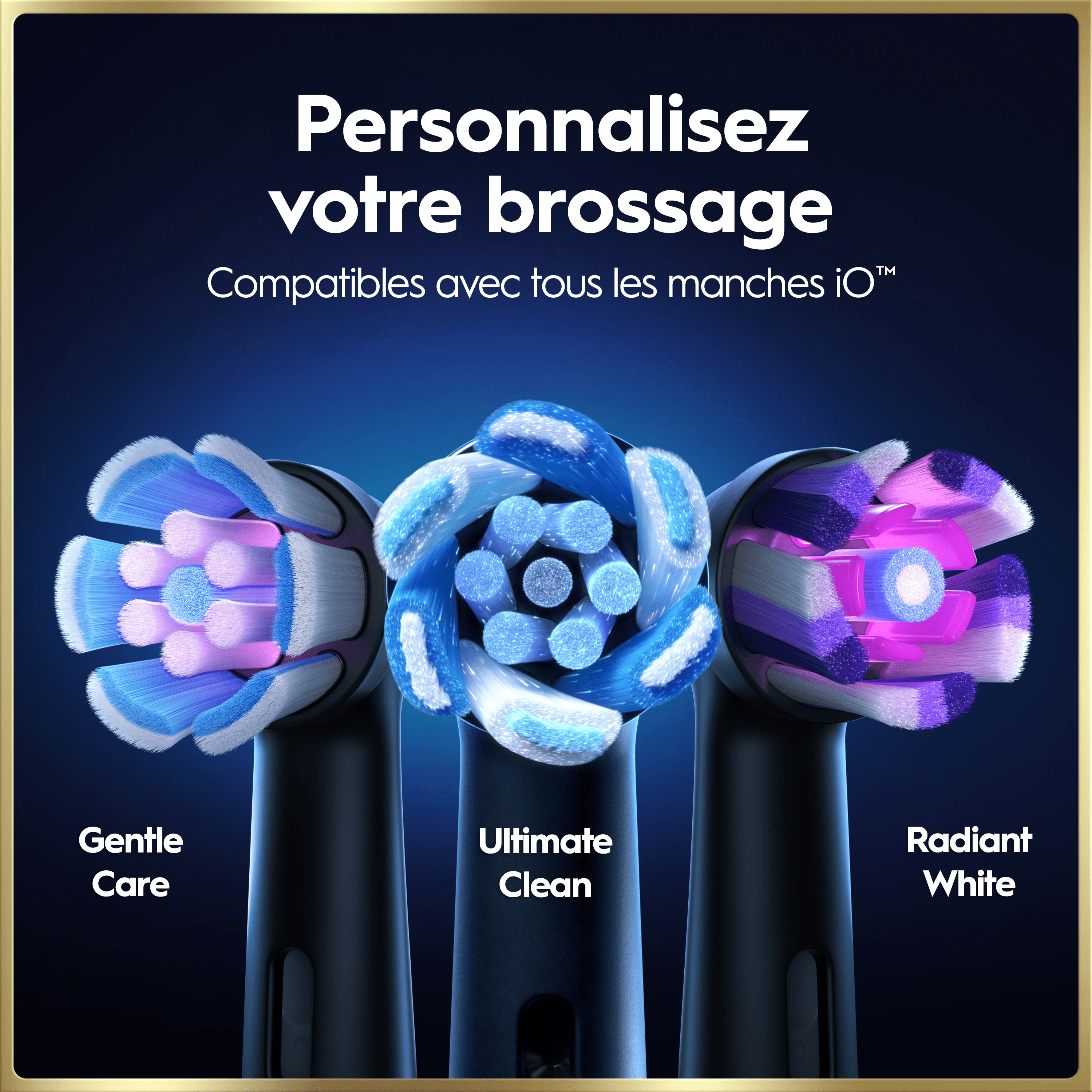 Brosse à dents électrique Oral-B iO9 | Bleu Saphir | 3 brossettes | Chargeur Magnétique Rapide | Étui de Voyage de Charge | Pochette de Chargeur | Porte-brossettes