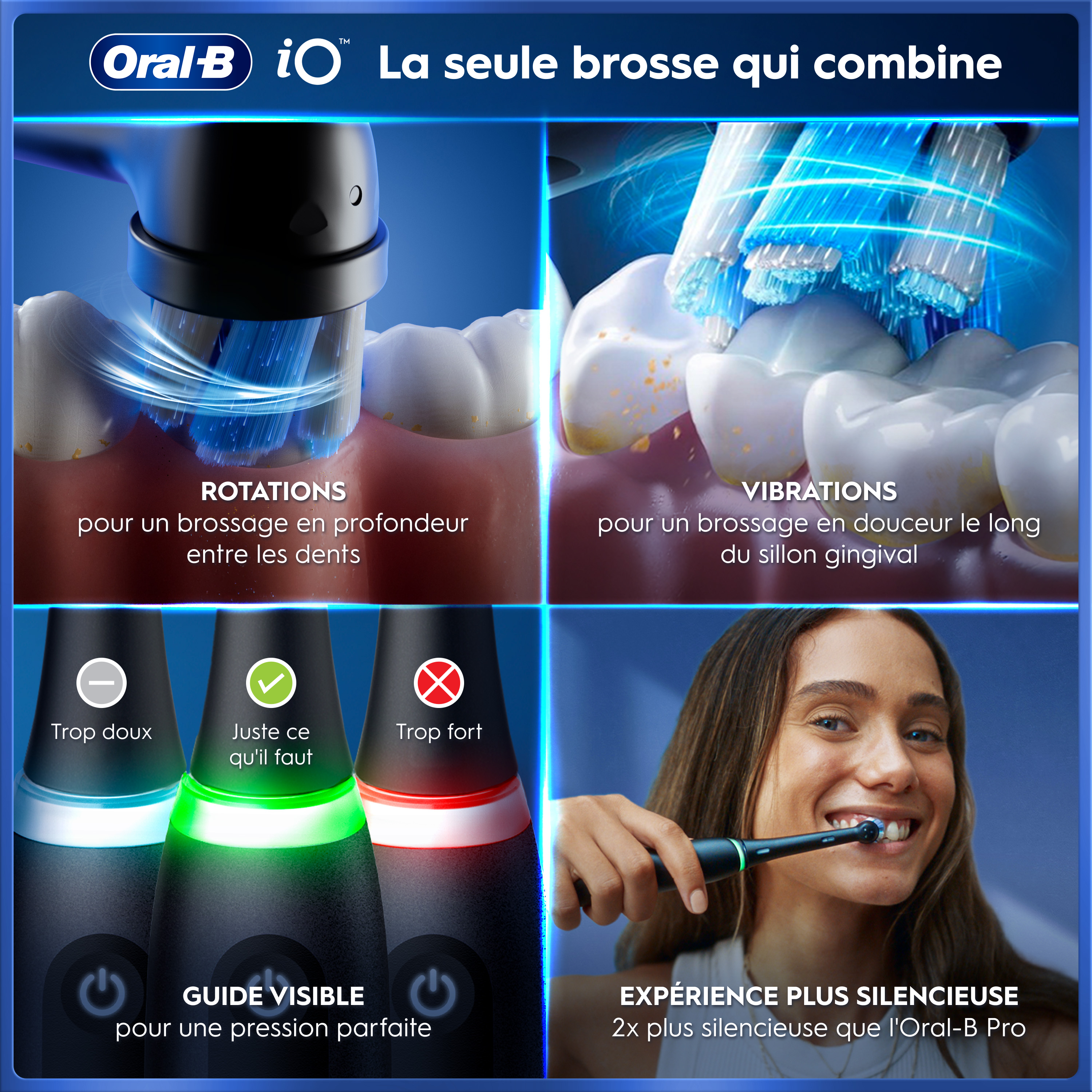 Brosse À Dents Électrique Oral-B iO5 | Noire | 3 brossettes | Batterie Longue Durée | Étui De Voyage Premium | Pochette pour Chargeur | Porte-brossettes