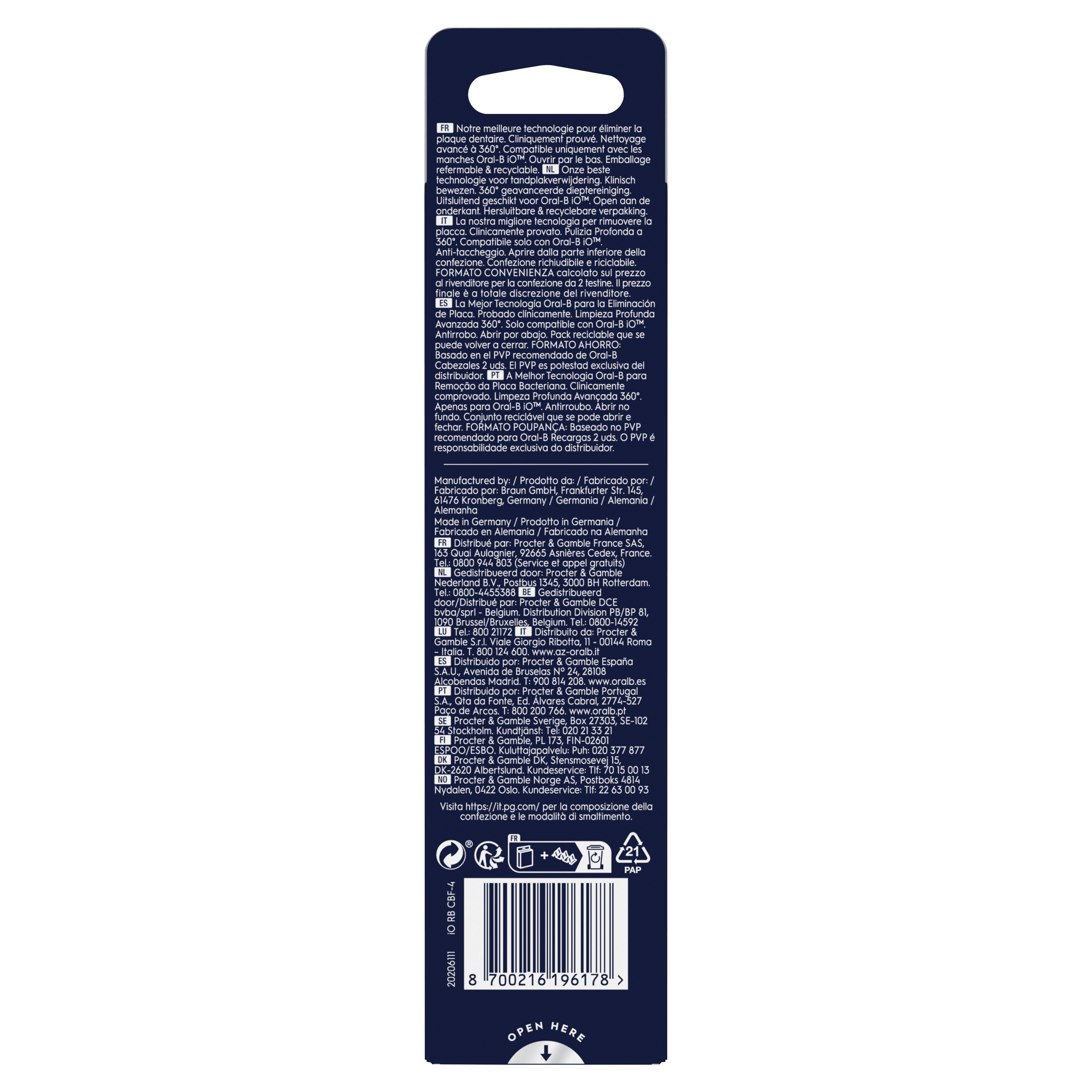 Oral-B iO - 4 brossettes Ultimate Clean Noires - 12 mois