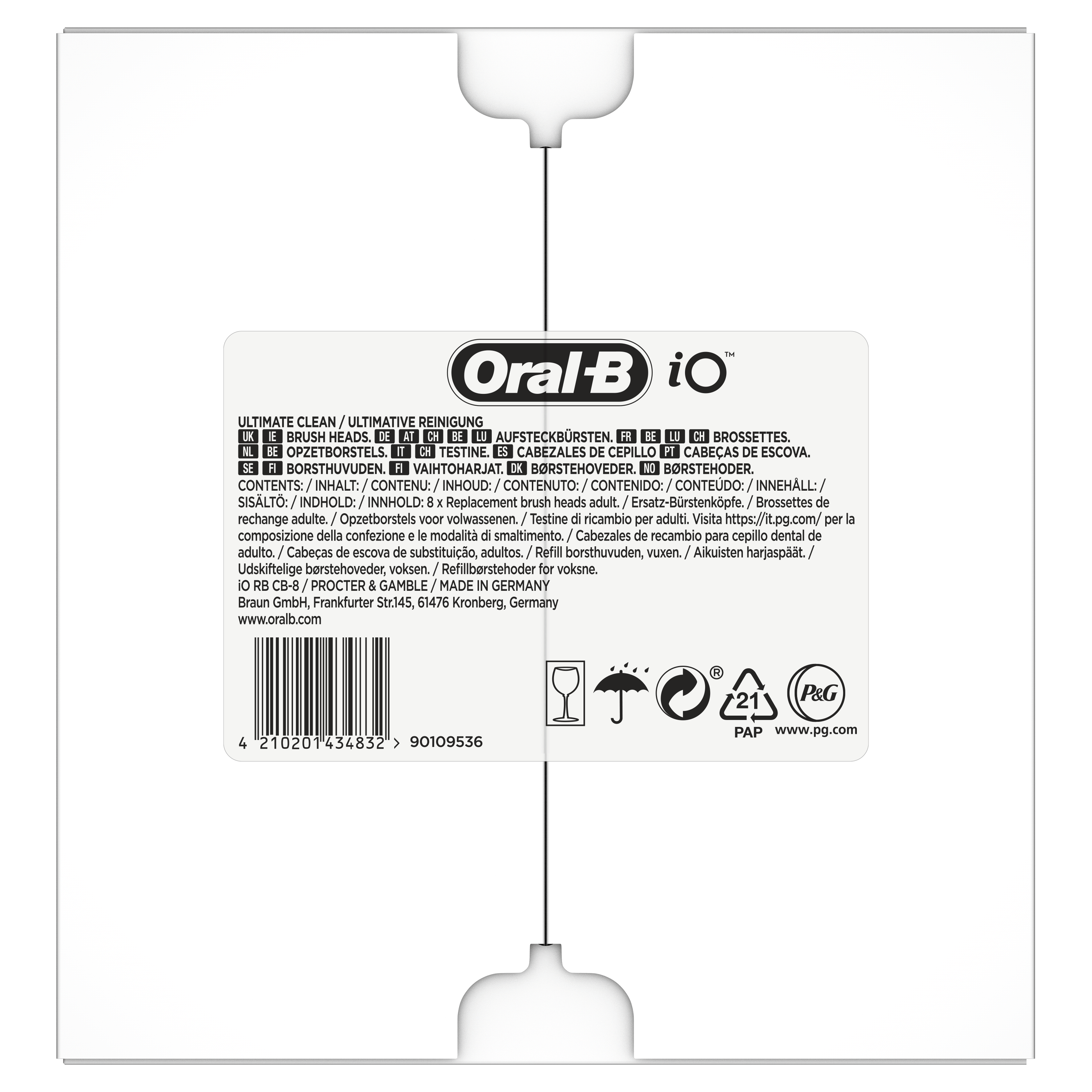 Oral-B IO Ultimate Clean Brossette Pour Brosse À Dents Électrique Noire, Lot De 8, Convient À Une Boîte Aux Lettres