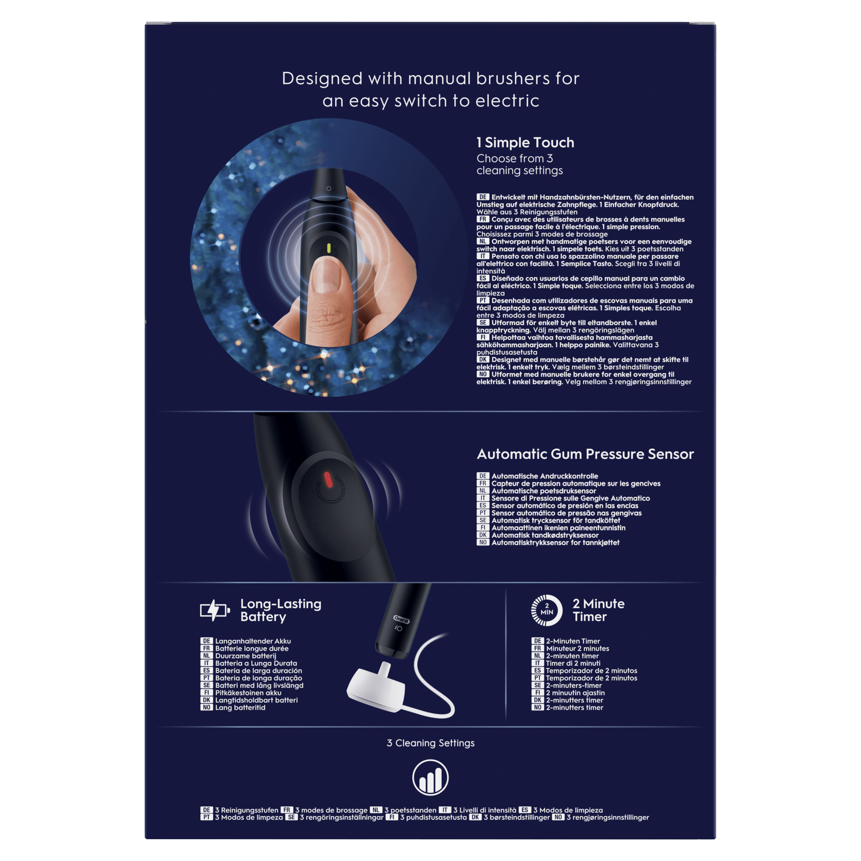 Oral-B iO2 DUO Brosses À Dents Électriques Noire et Rose Clair, 3 Brossettes, 1 Étui De Voyage