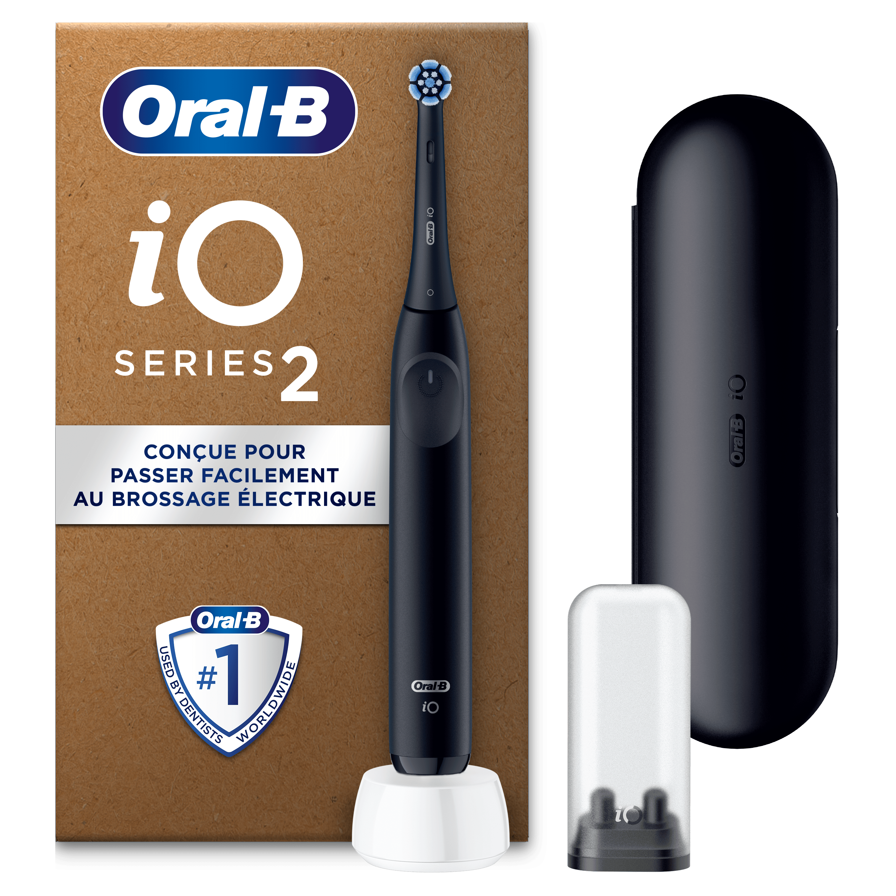 Oral-B iO2 Brosse À Dents Électrique Noire avec 2 Brossettes