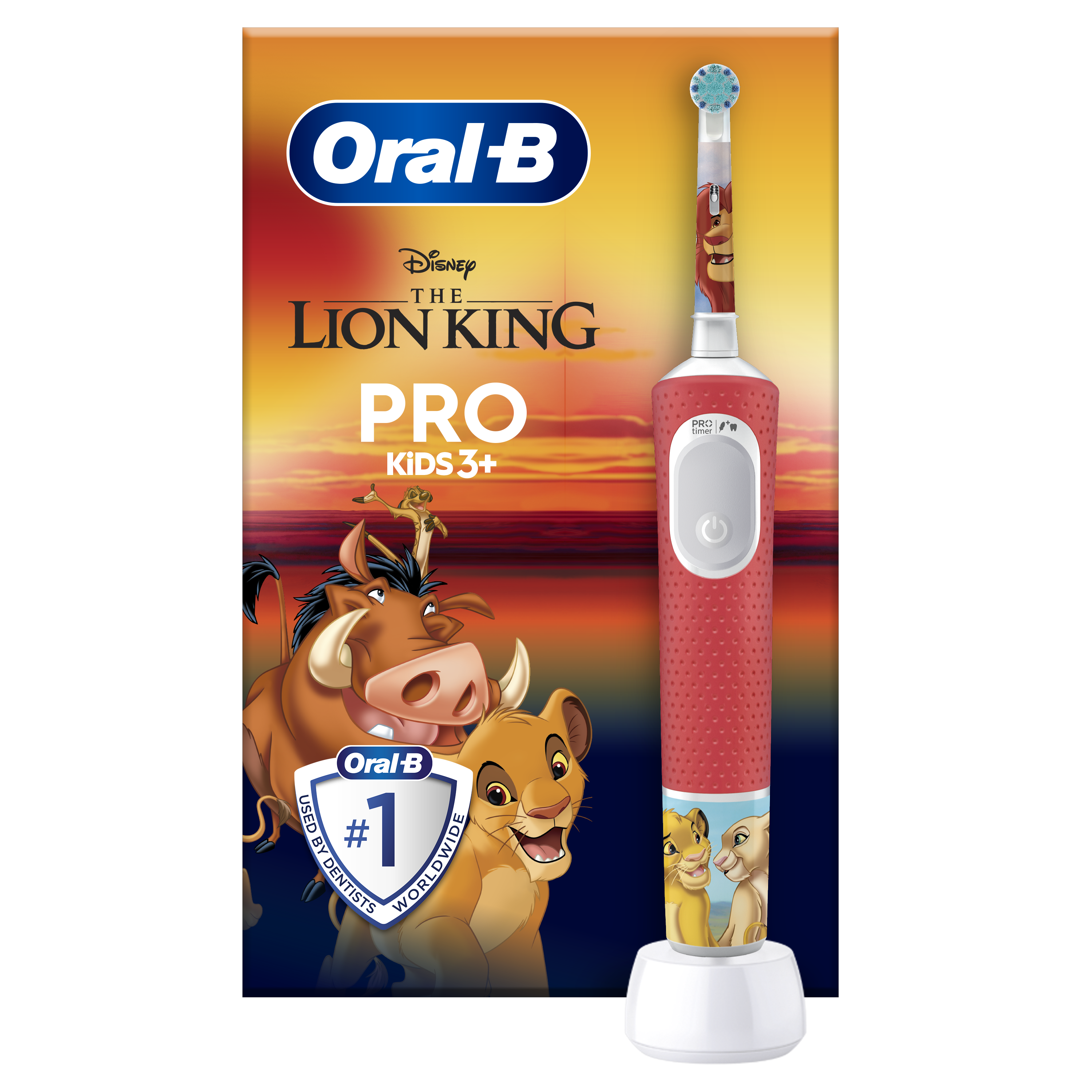 Brosse À Dents Électrique Oral-B Pro Kids 1 Manche Disney Le Roi Lion, 4 Brossettes , 3 Ans et Plus