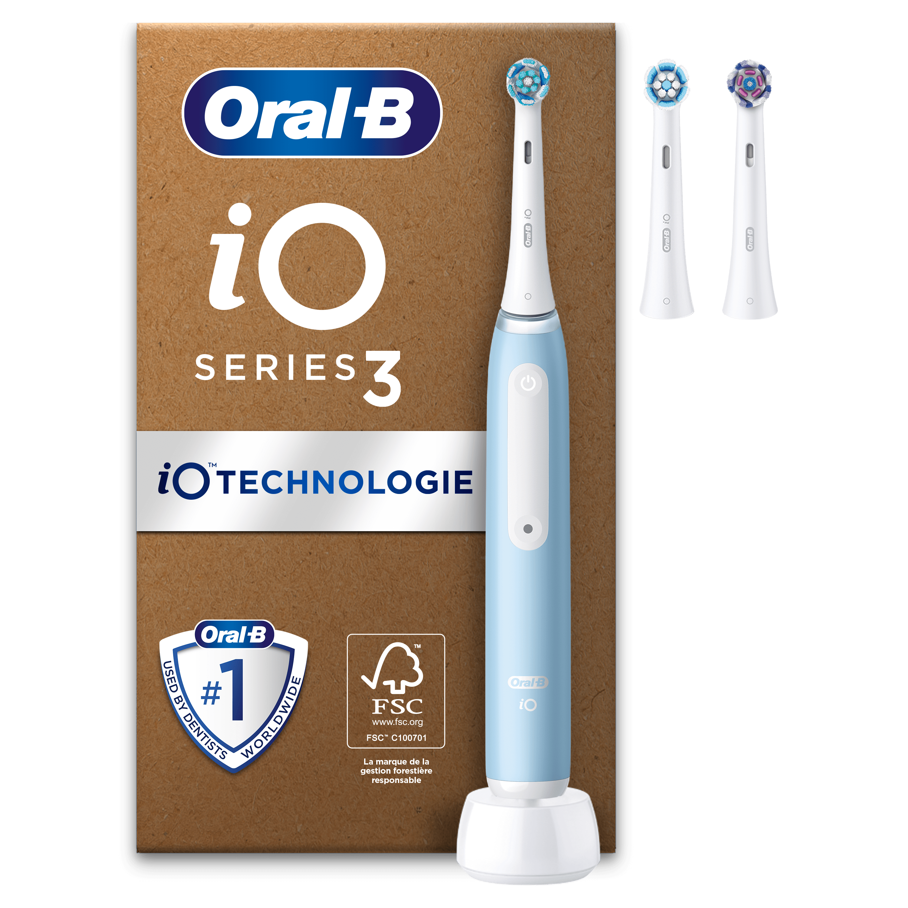Oral-B iO3 Bleue brosse à dents électrique avec 3 brossettes