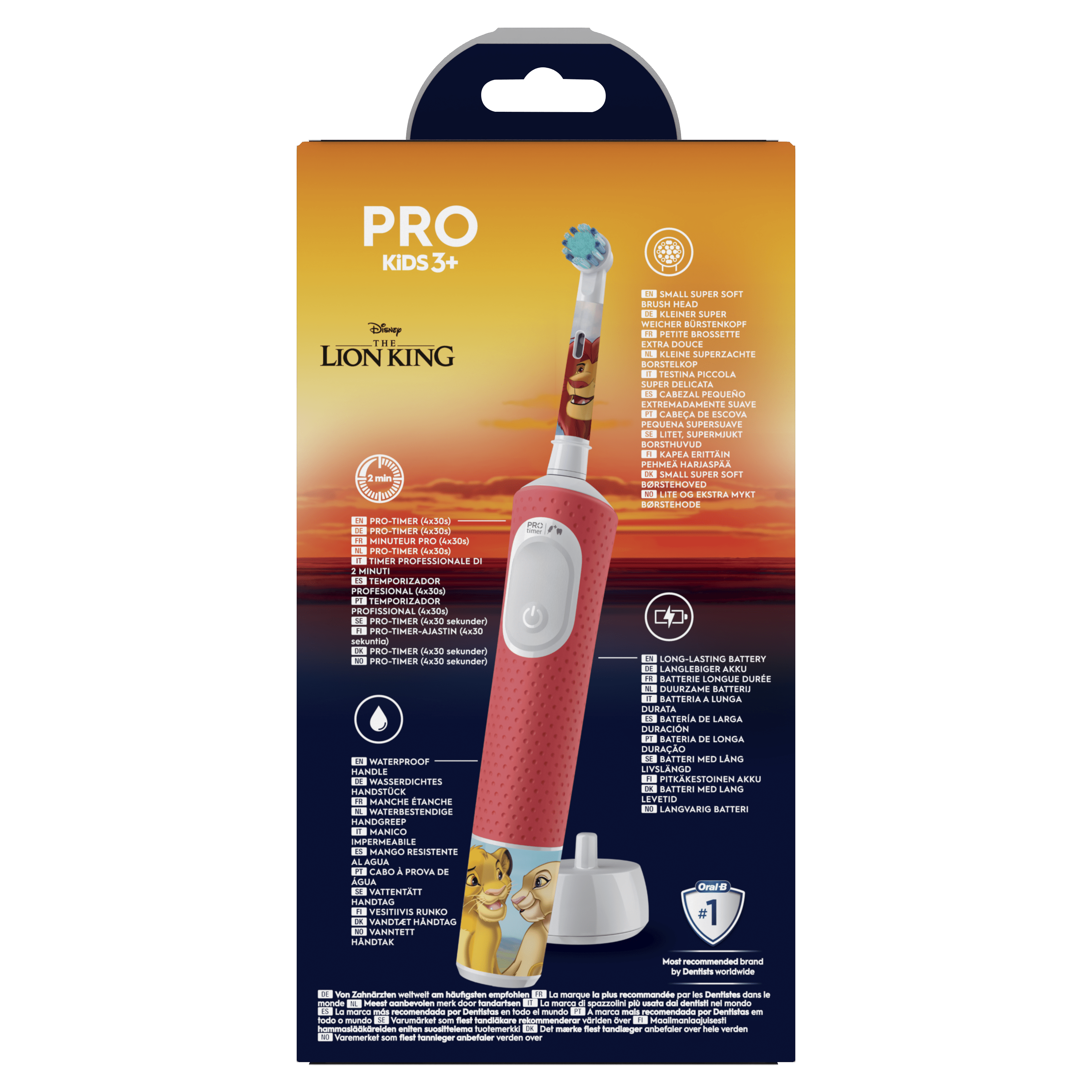Brosse À Dents Électrique Oral-B Pro Kids 1 Manche Disney Le Roi Lion, 4 Brossettes , 3 Ans et Plus