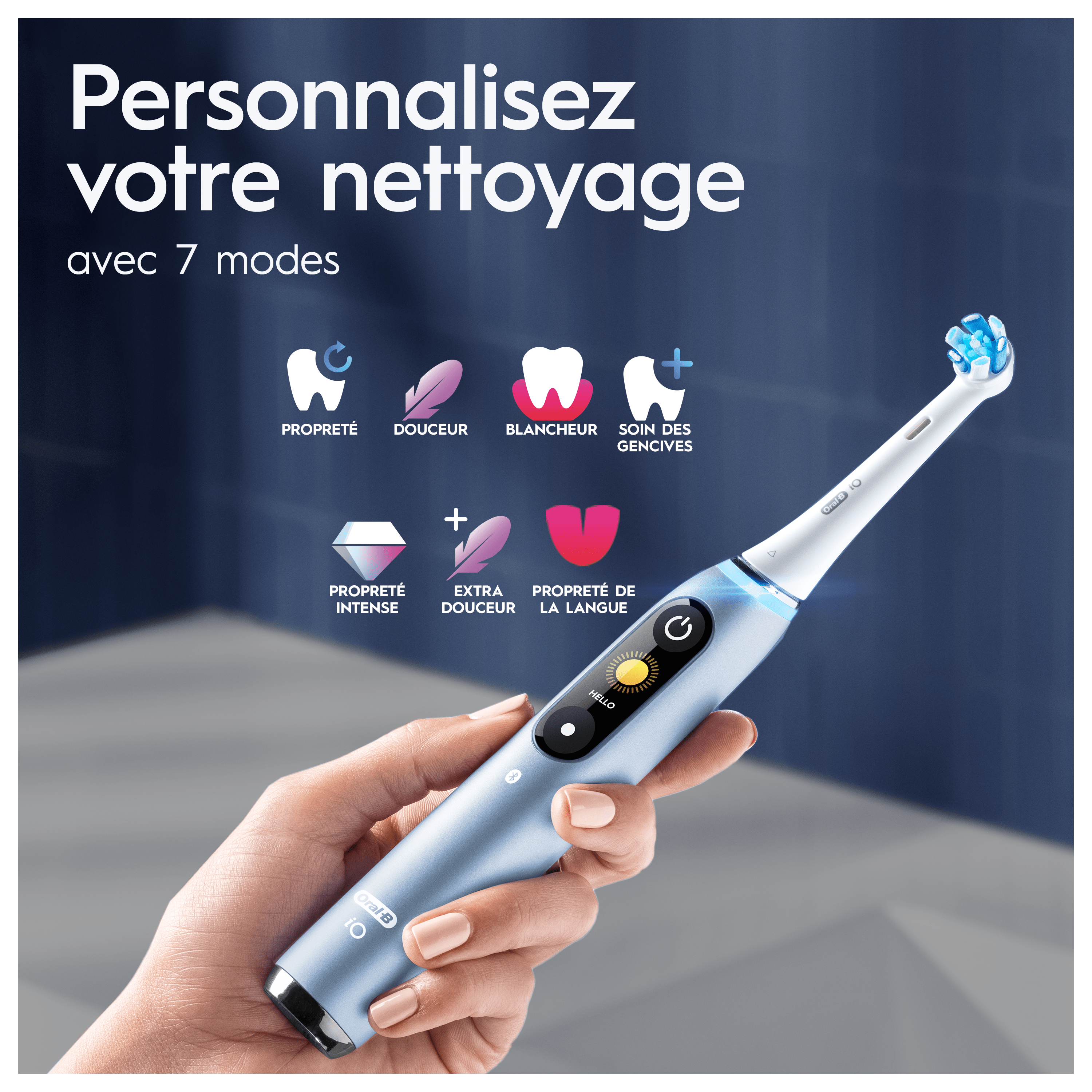 Oral-B iO 9 Brosse À Dents Électrique Édition Spéciale Bleue, 1 Brossette, 1 Étui De Voyage Chargeur, 1 Pochette Magnétique